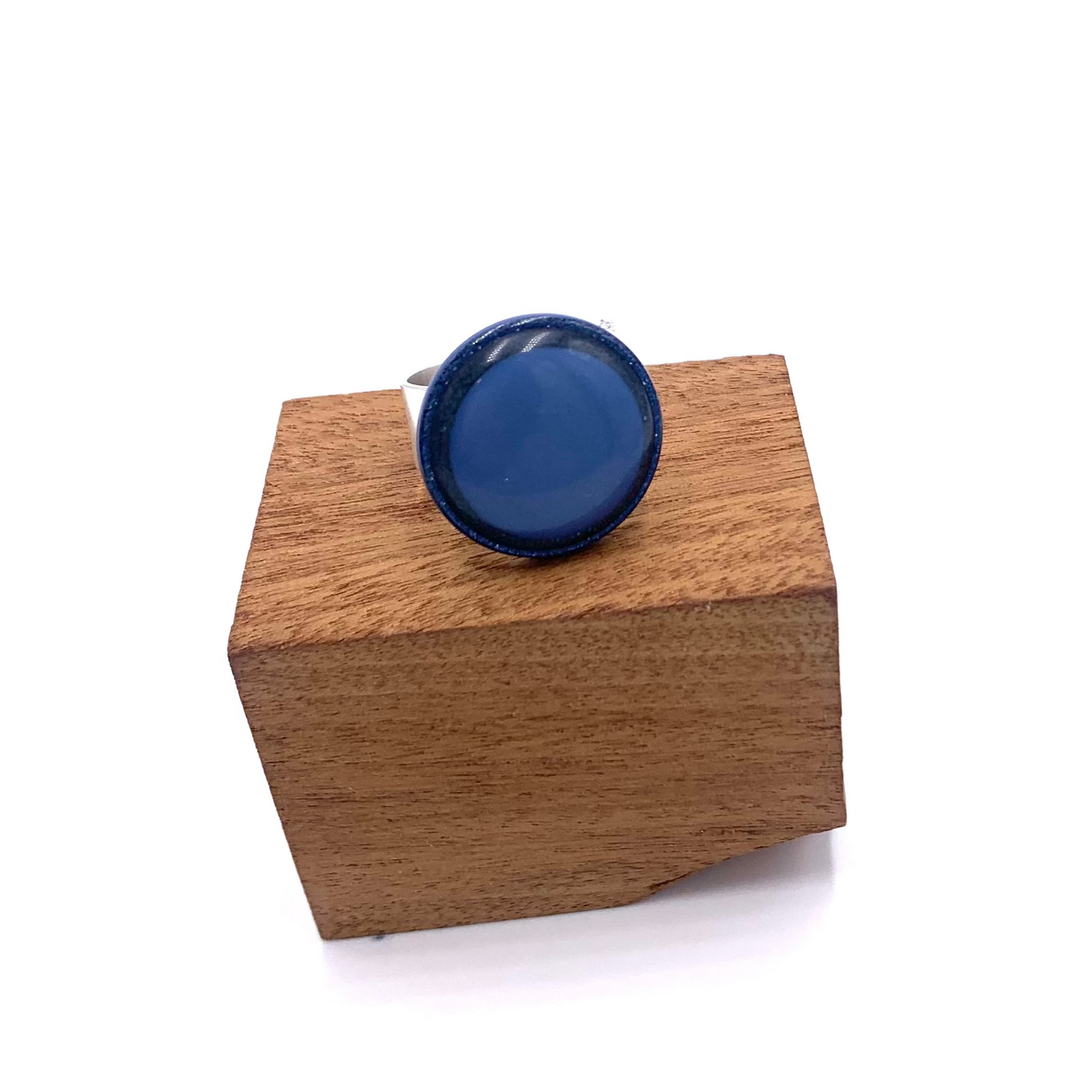 Glitter Resin Disc Cocktail Ring