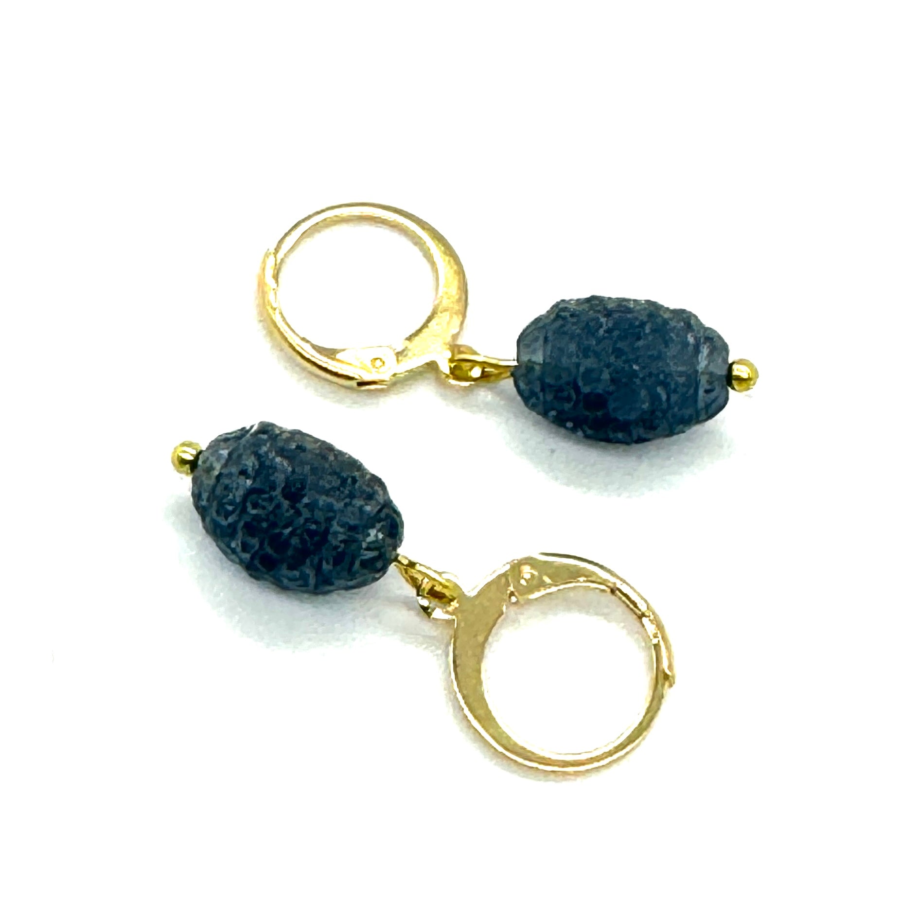 Slate Blue Blueberry Glass Drop Earrings