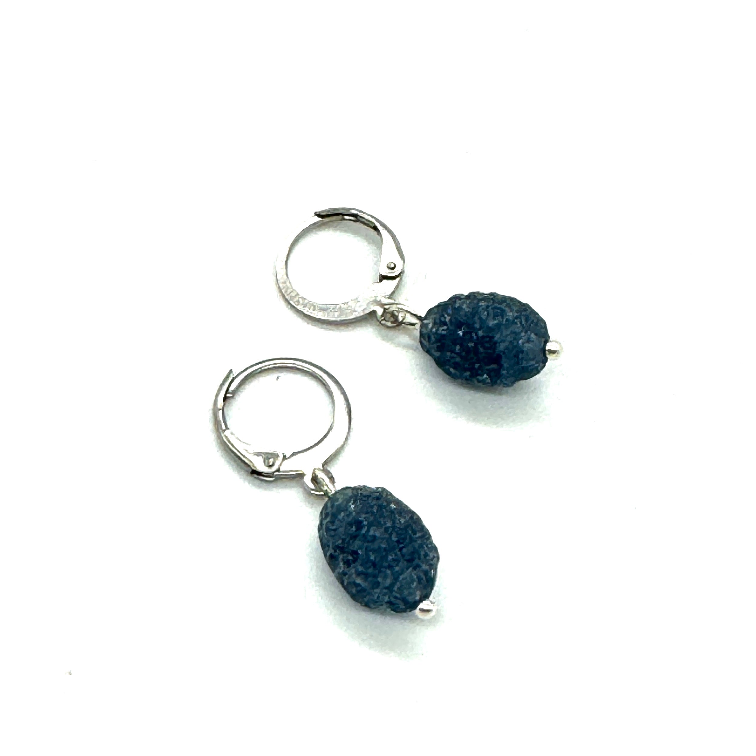 Slate Blue Blueberry Glass Drop Earrings