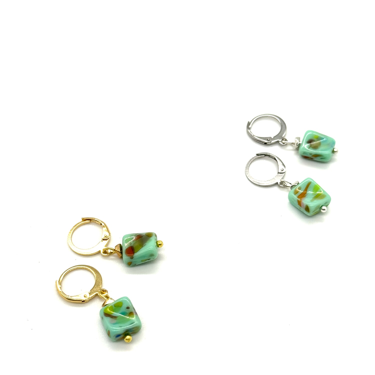 Mint Flecked Glass Earrings