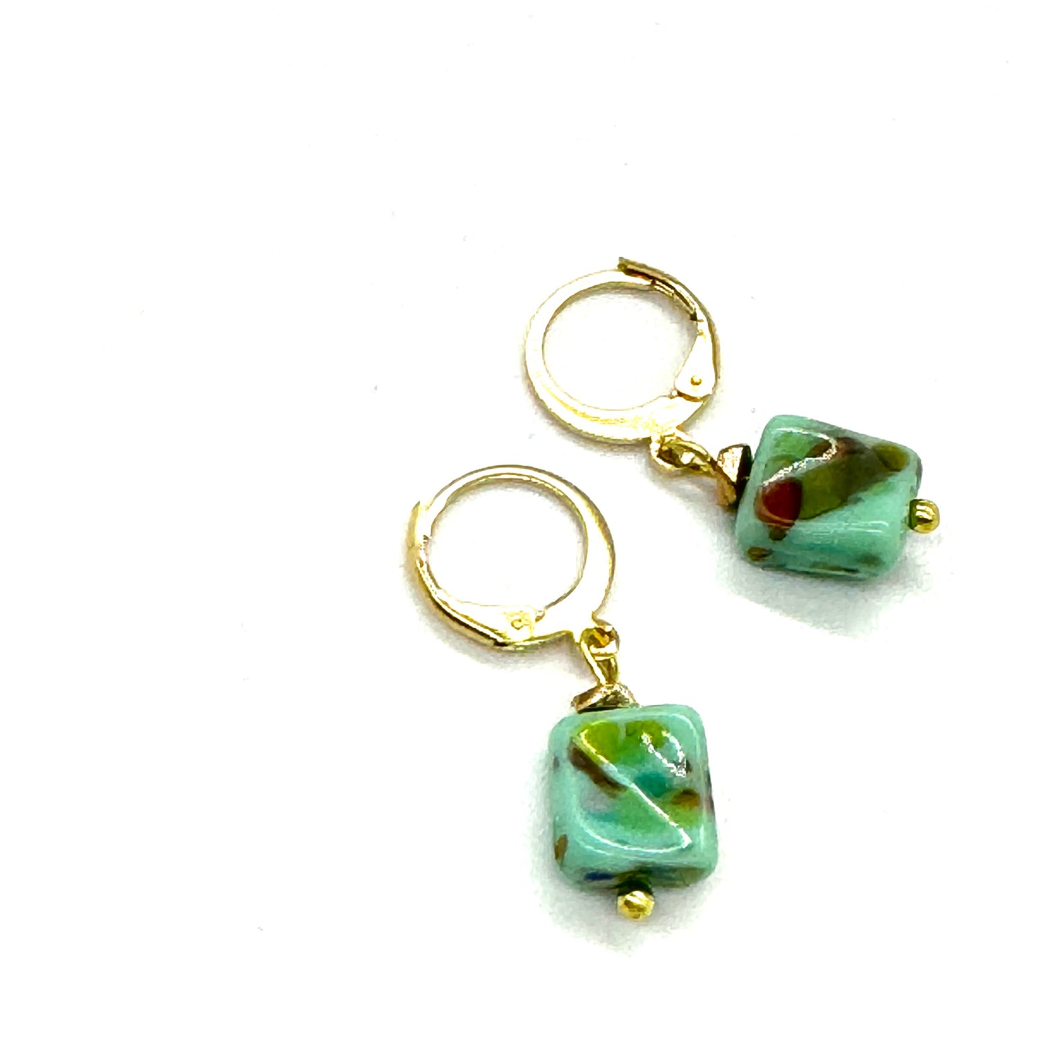 Mint Flecked Glass Earrings