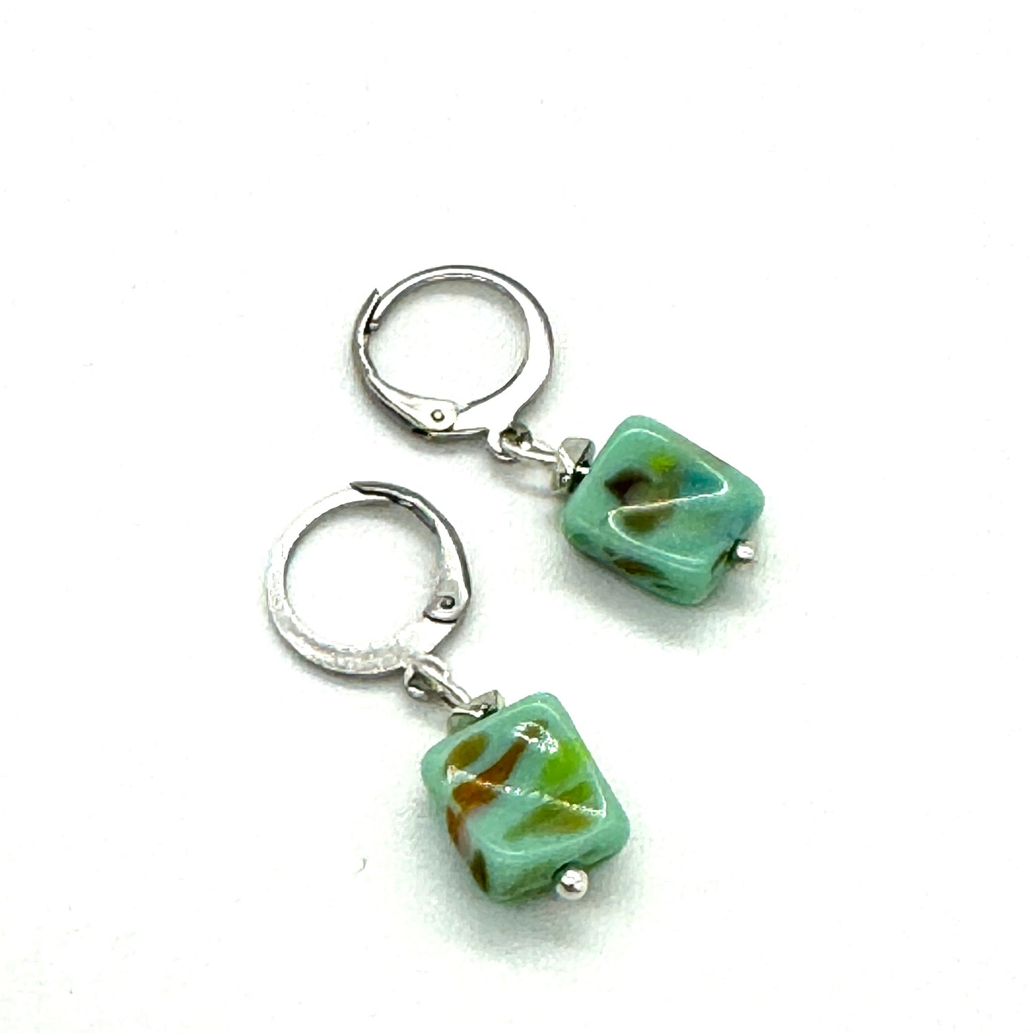 Mint Flecked Glass Earrings