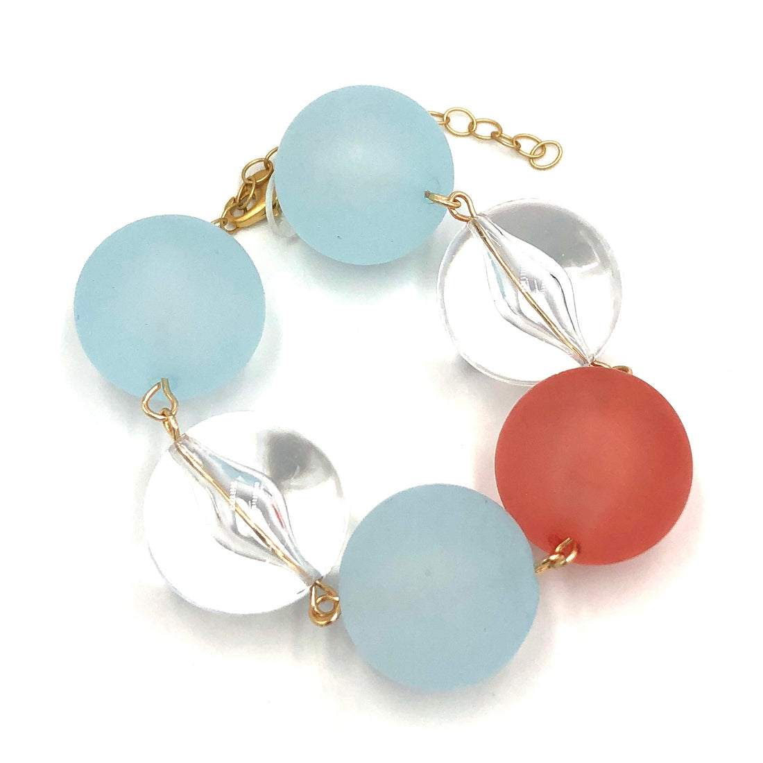 Jumbo Clear, Coral and Turquoise Betsy Bracelet