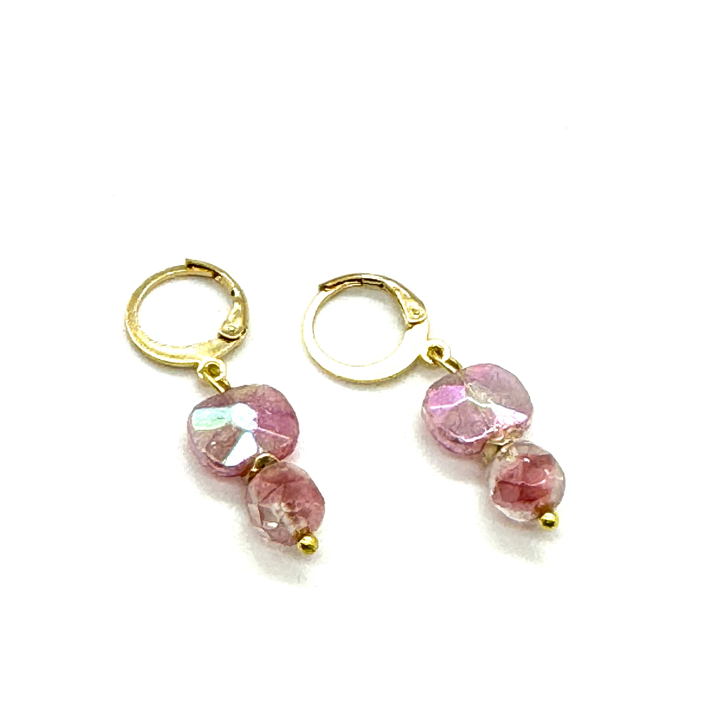 Pink Aurora Nailhead Glass Earrings