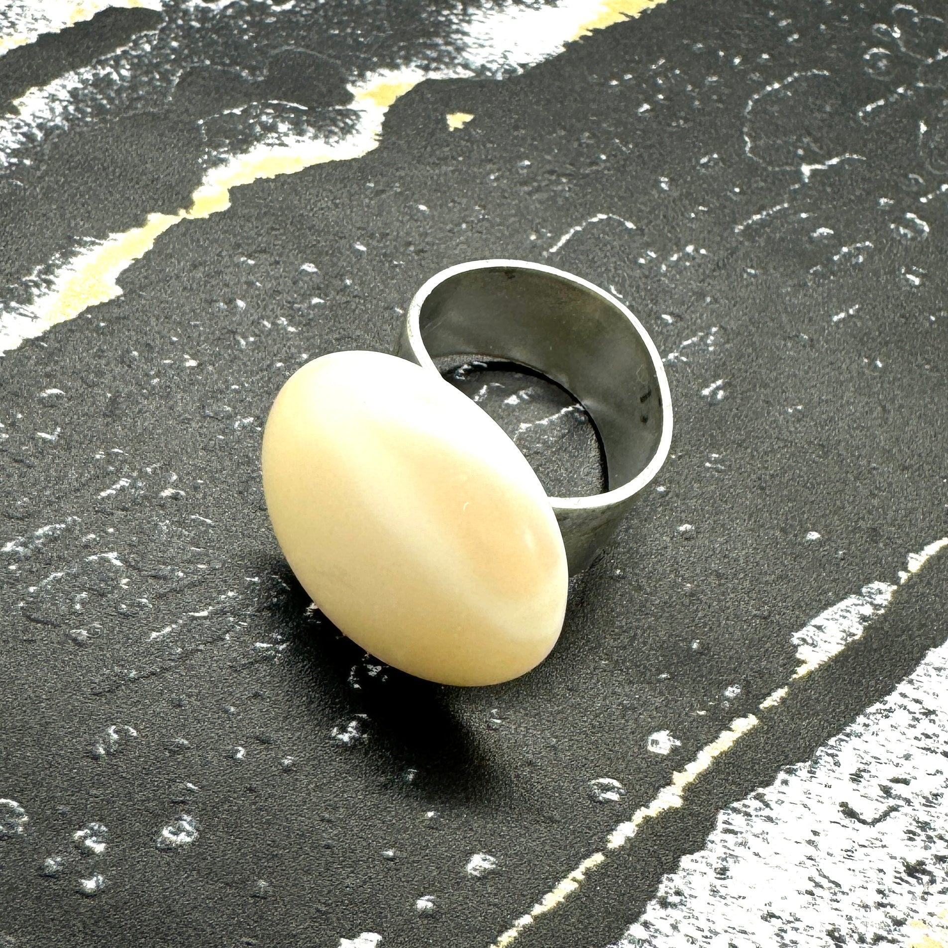 Luster Pearl Resin Cocktail Ring