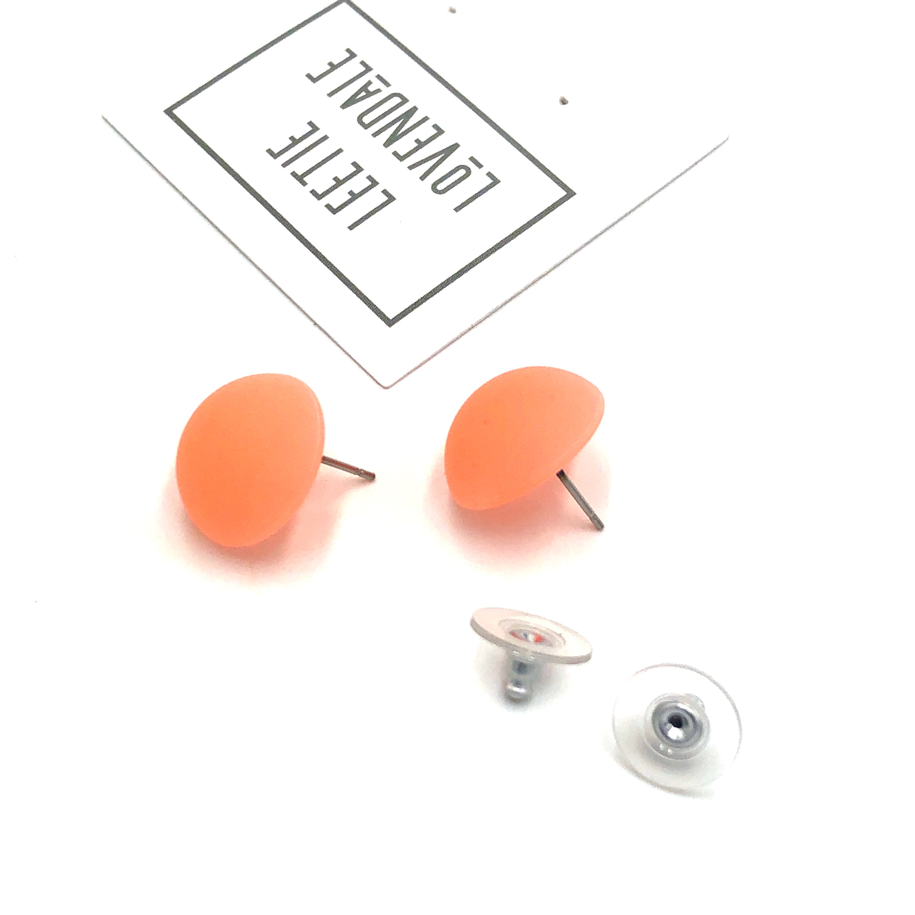 Coral Frosted Retro Button Stud Earrings