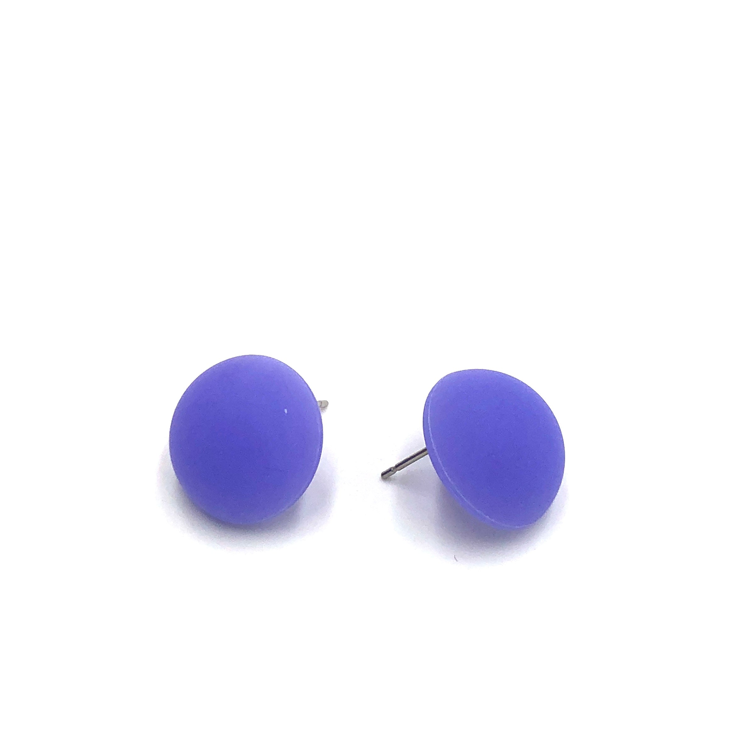 Purple Frosted Retro Button Stud Earrings