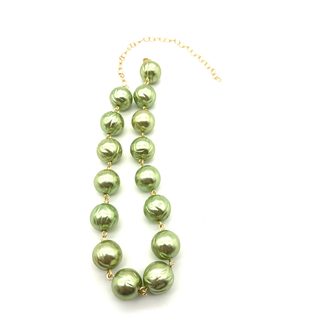 Green Wrinkled Pearls Amelia Necklace
