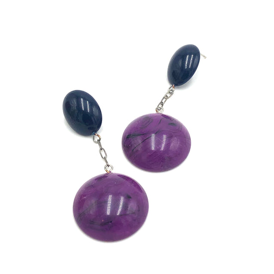 Navy & Violet Marbled Chain-Link Earrings