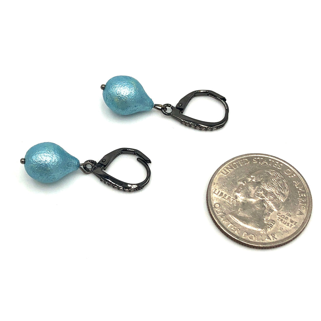 Baby Blue Pearl Drop Earrings