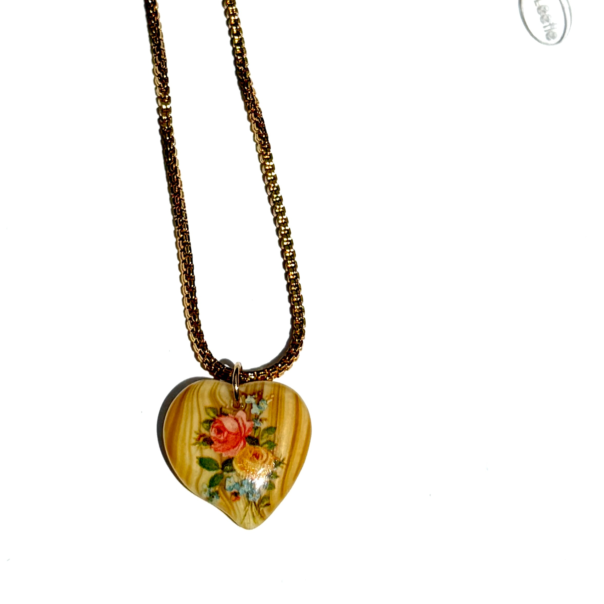 Glass Roses Heart Necklace