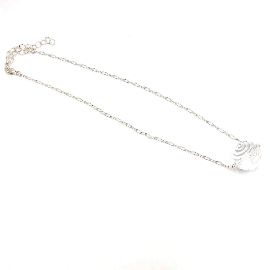 Clear Swirl Silver Chain Necklace