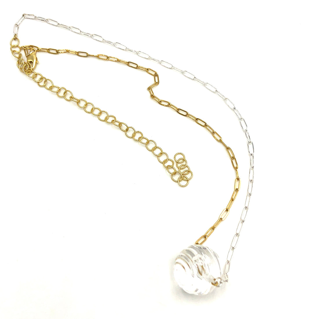 Clear Swirl Mixed Metal Necklace