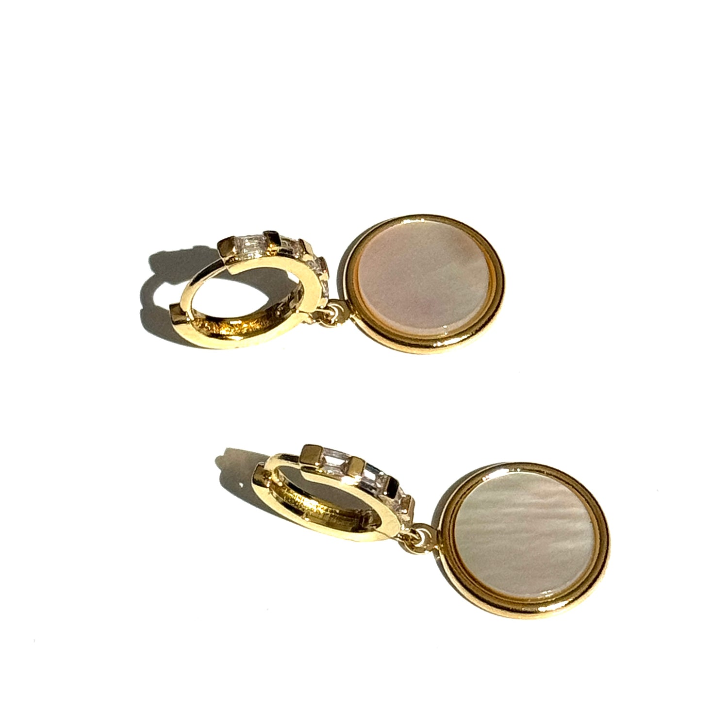 Lunar Medallion Crystal Huggie Earrings