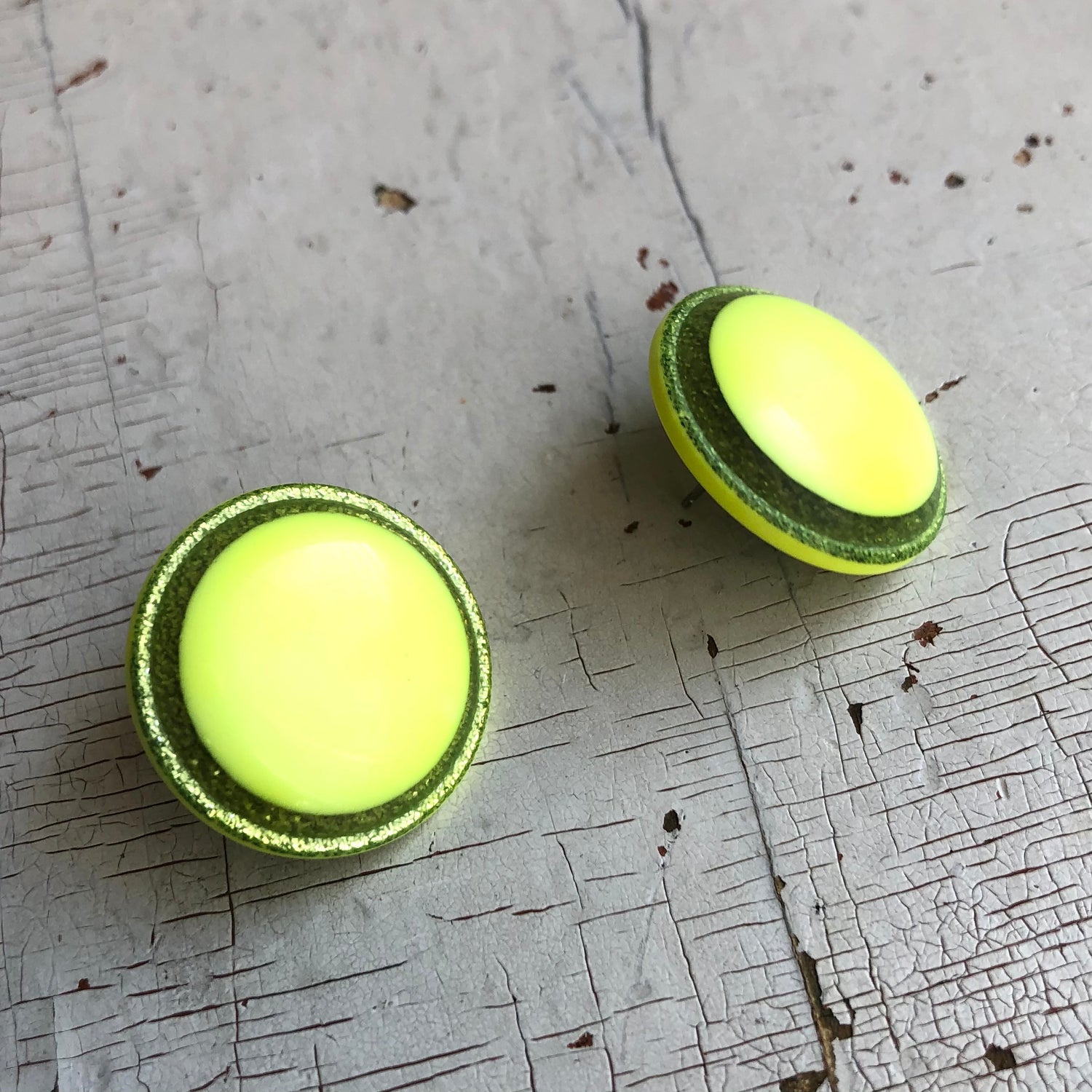 Glitter Resin Disc Stud Earrings