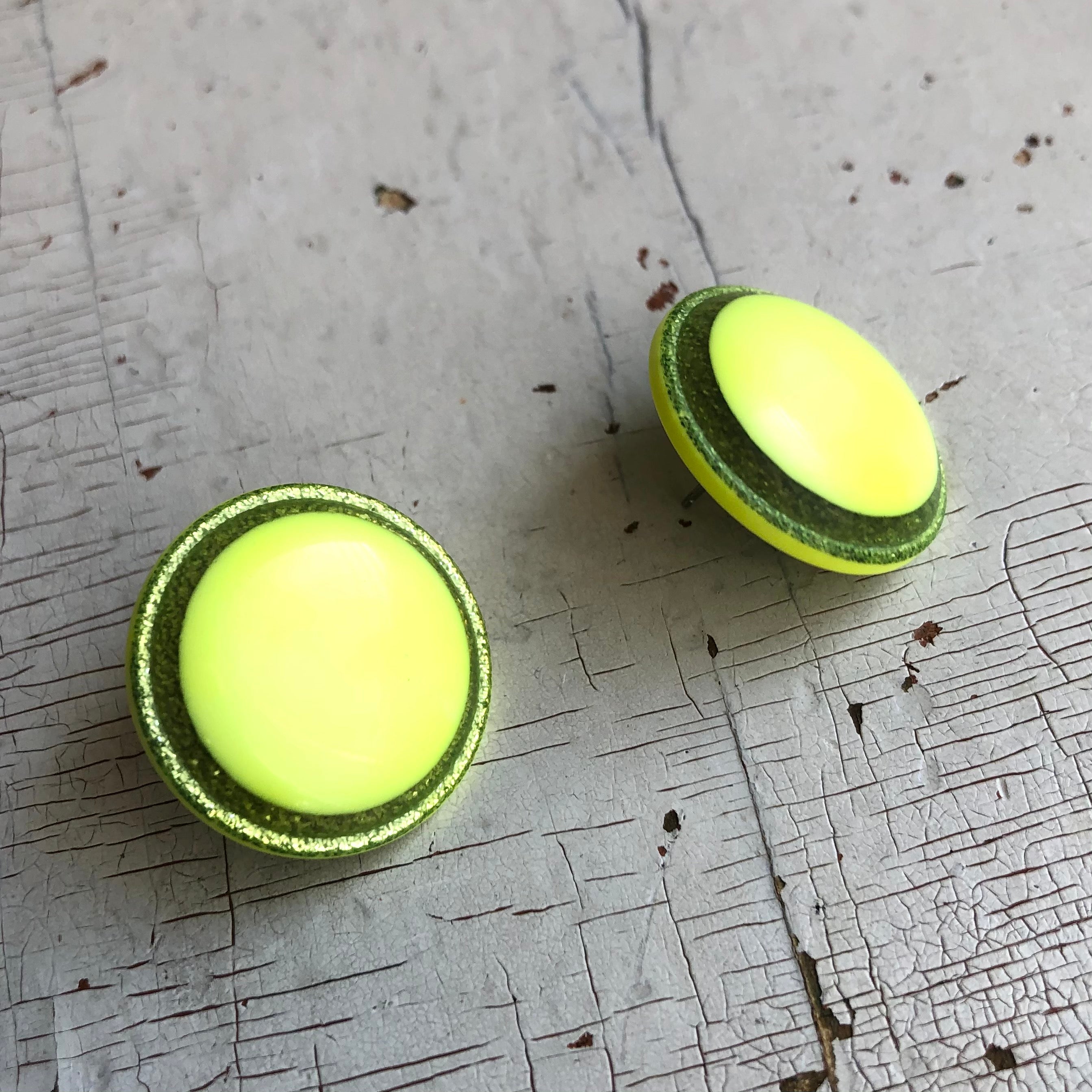 Glitter Resin Disc Stud Earrings