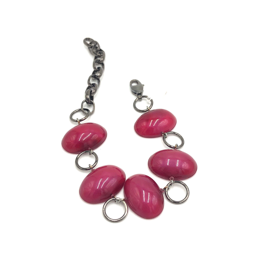 Cranberry Jelly Bean Stations Bracelet