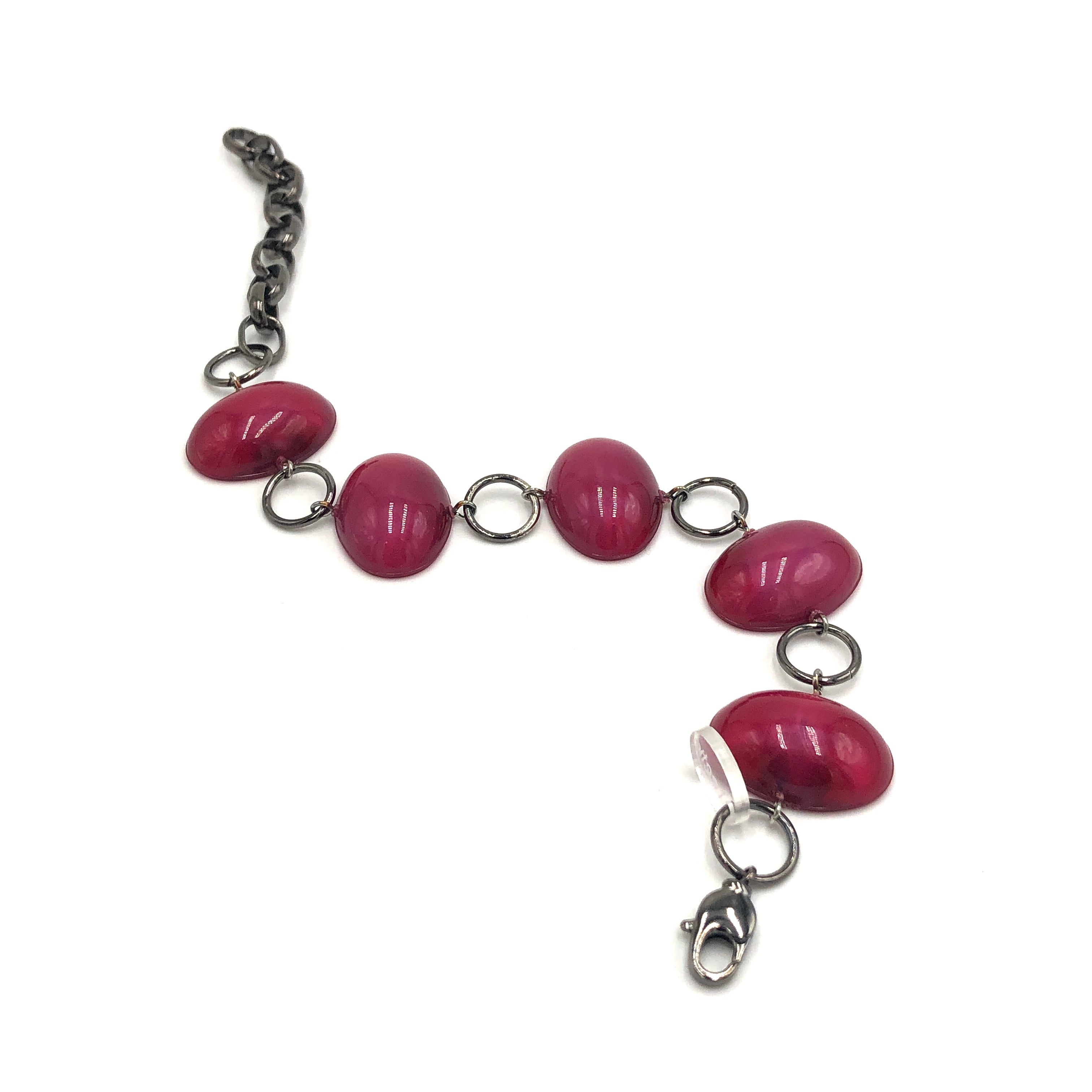 Cranberry Jelly Bean Stations Bracelet