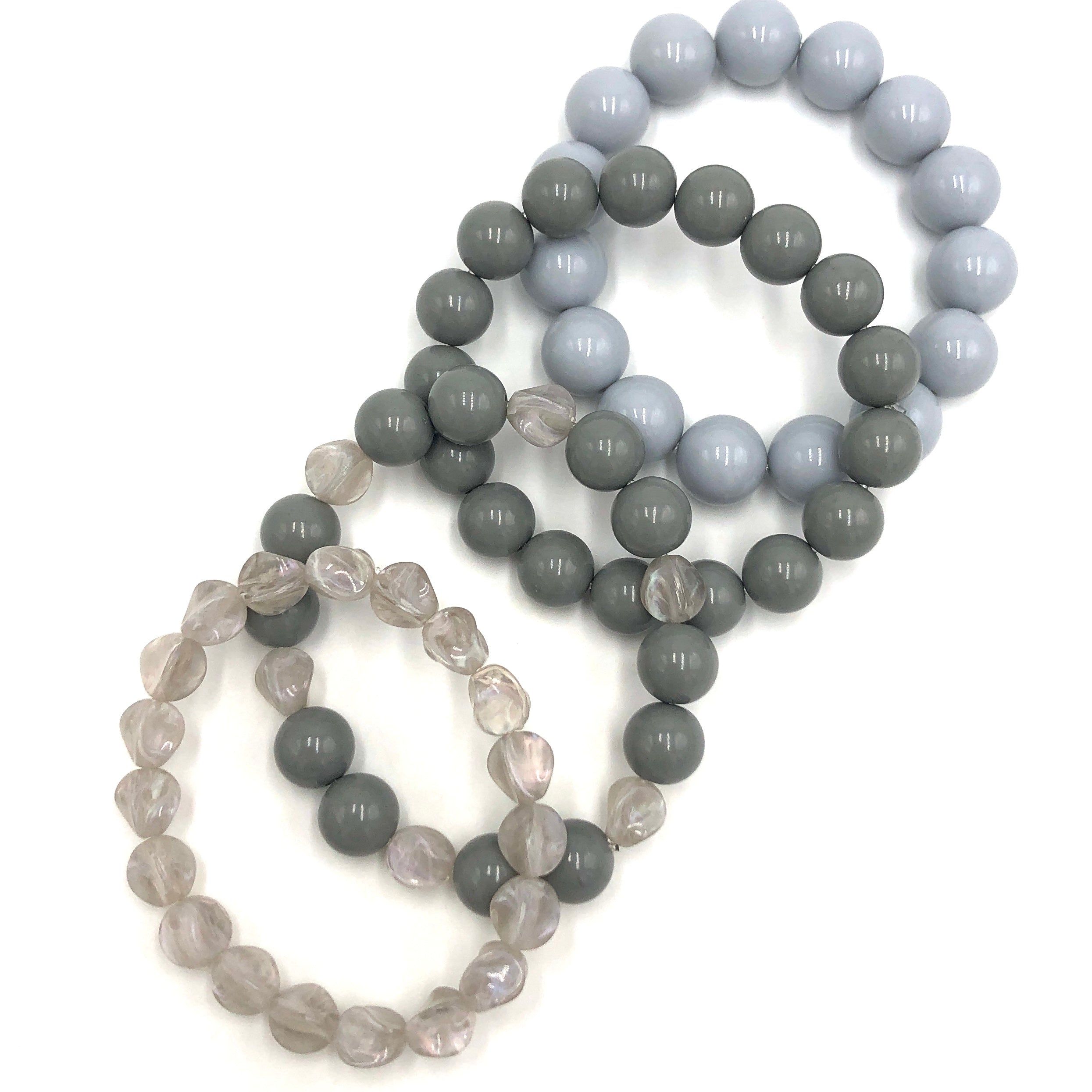 Symbolic Grey Stack and Stretch Bracelet Set