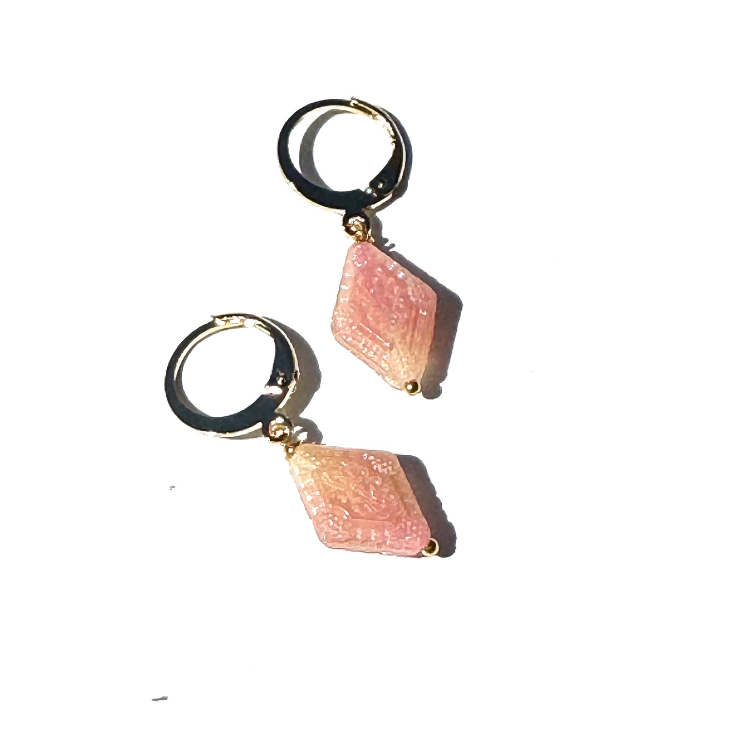 Vintage Czech Glass Peach 2 Tone Glass Drop Earrings