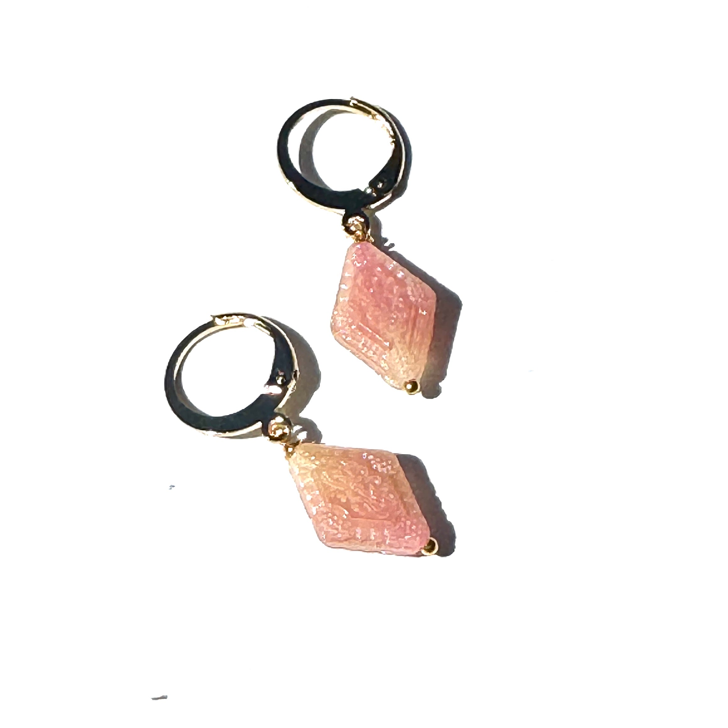 Vintage Czech Glass Peach 2 Tone Glass Drop Earrings