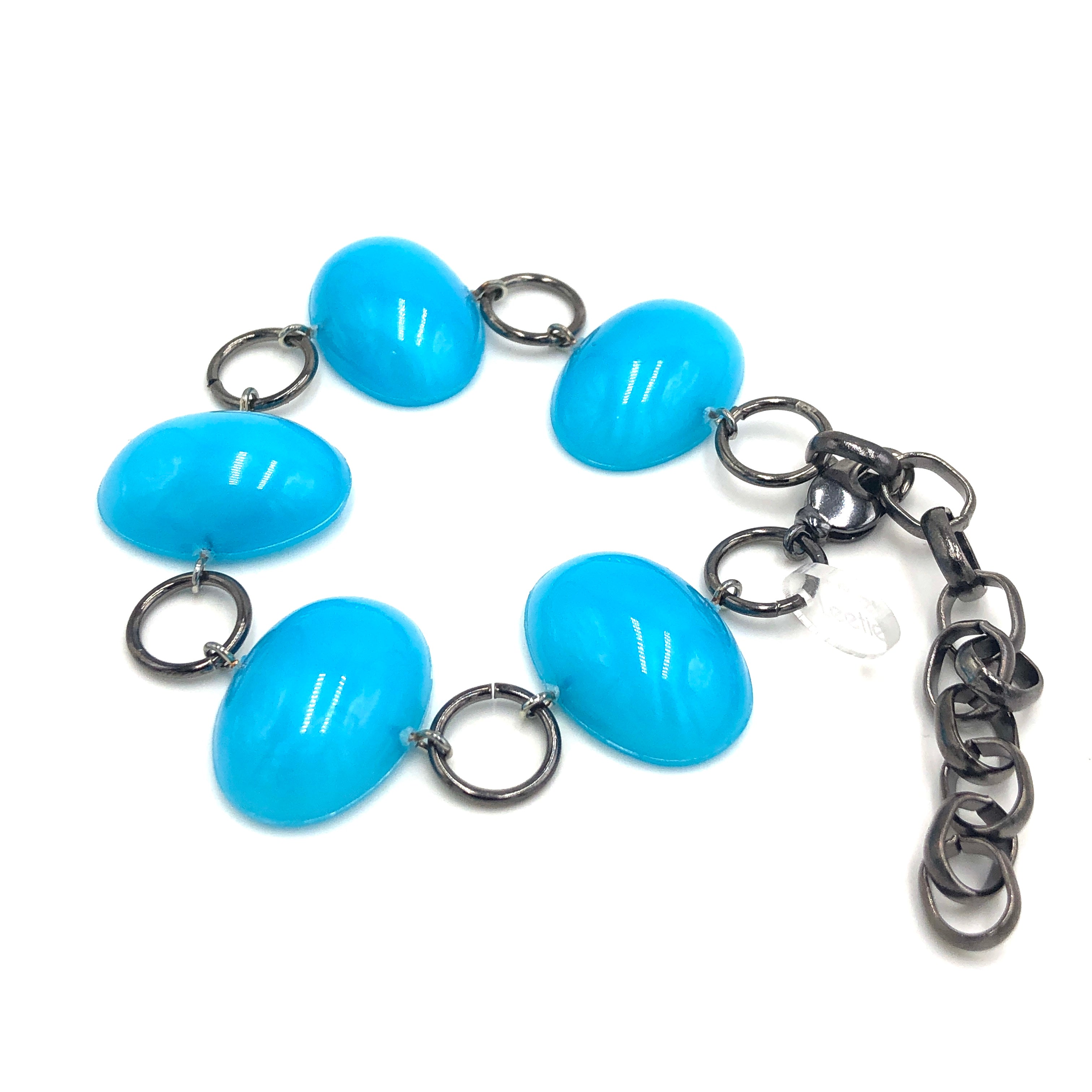 Aqua Blue Jelly Bean Stations Bracelet