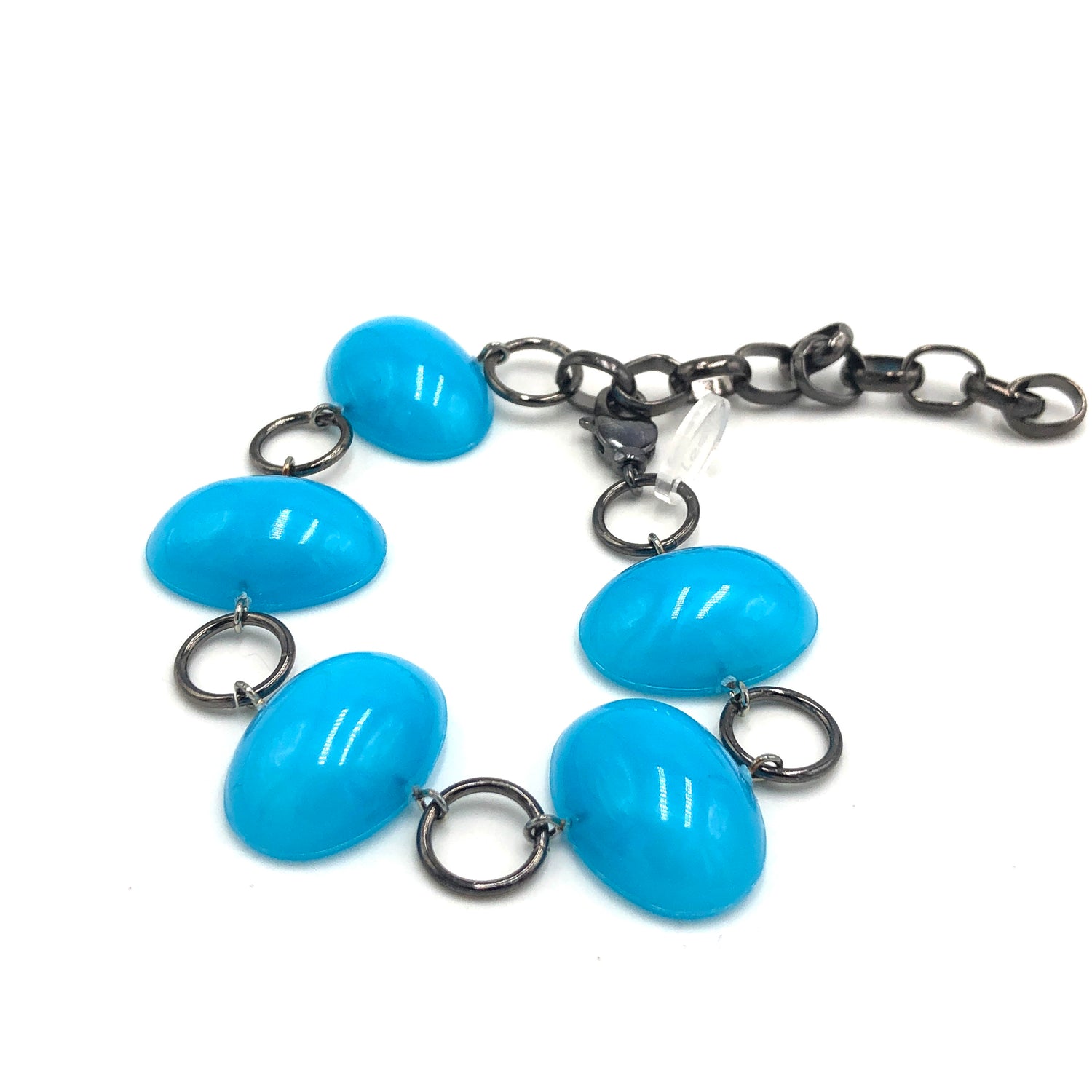 Aqua Blue Jelly Bean Stations Bracelet