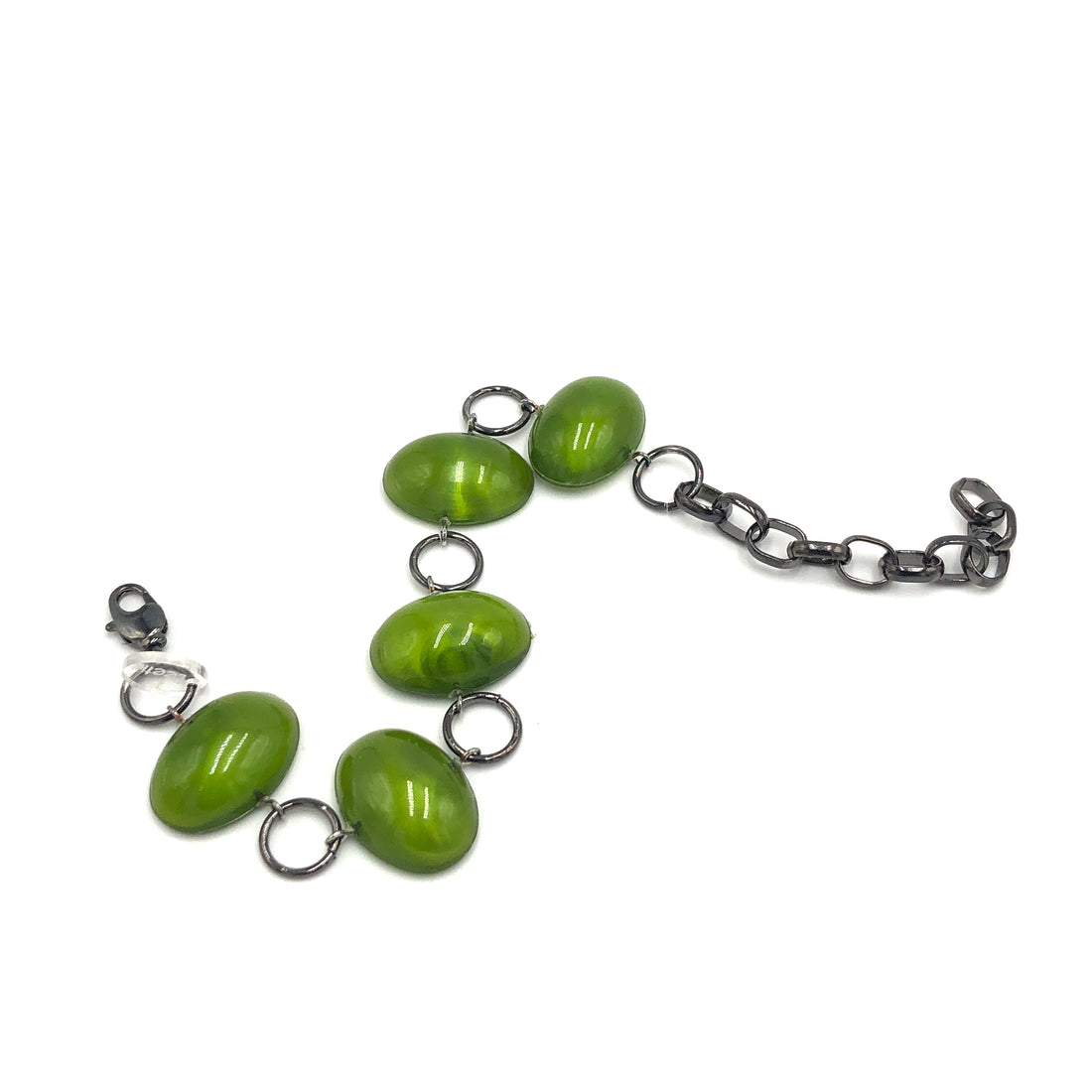 Olive Green Jelly Bean Stations Bracelet