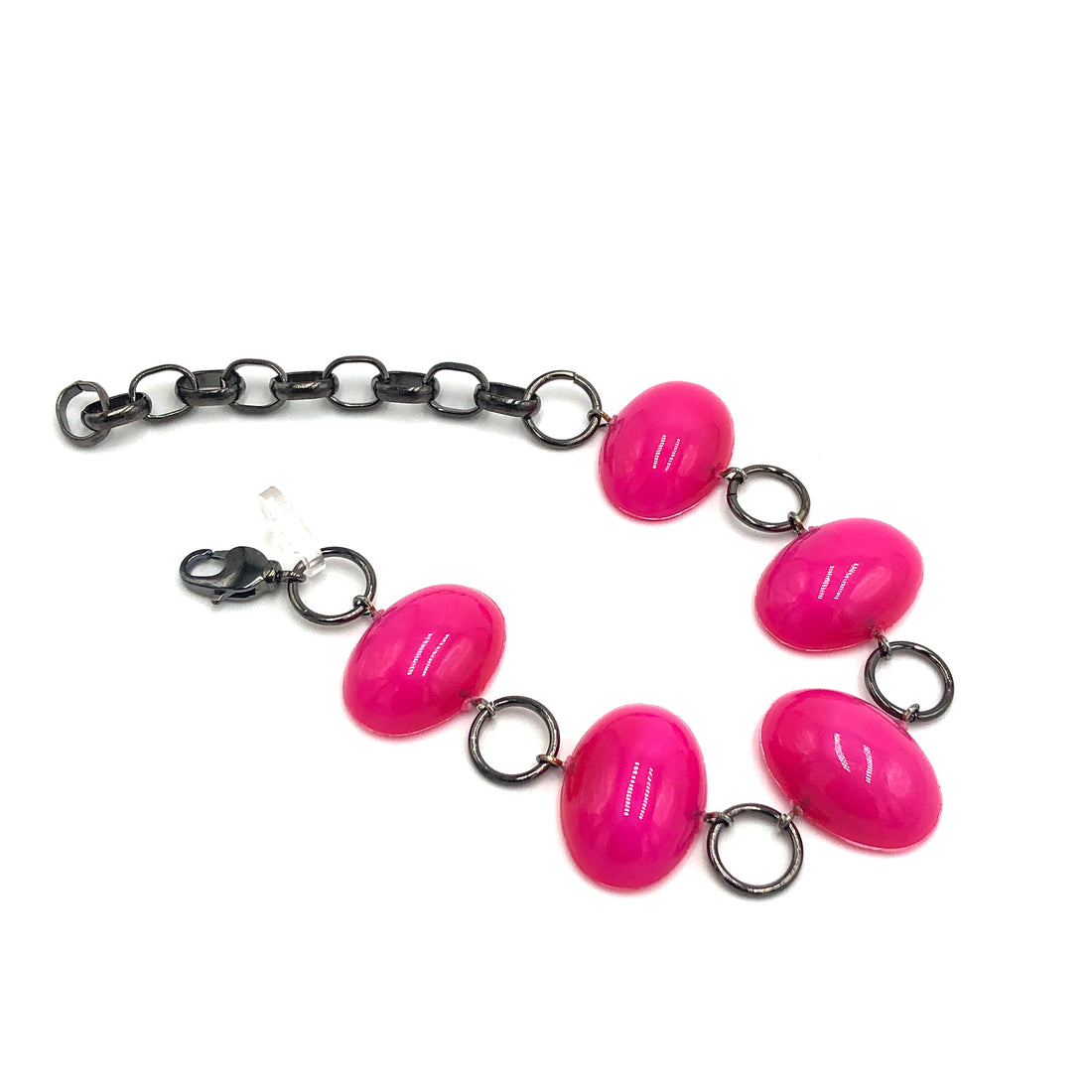 Hot Pink Jelly Bean Stations Bracelet