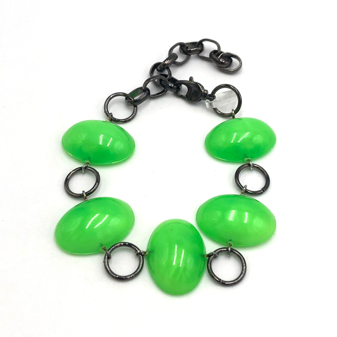 Neon Green Jelly Bean Stations Bracelet
