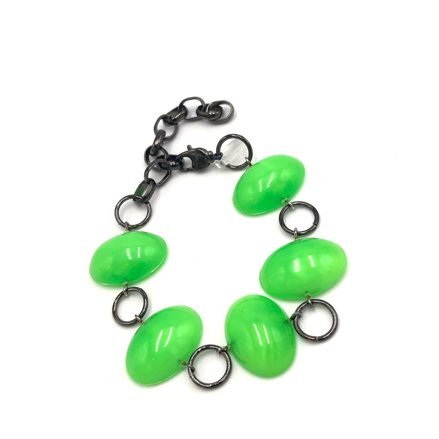 Neon Green Jelly Bean Stations Bracelet