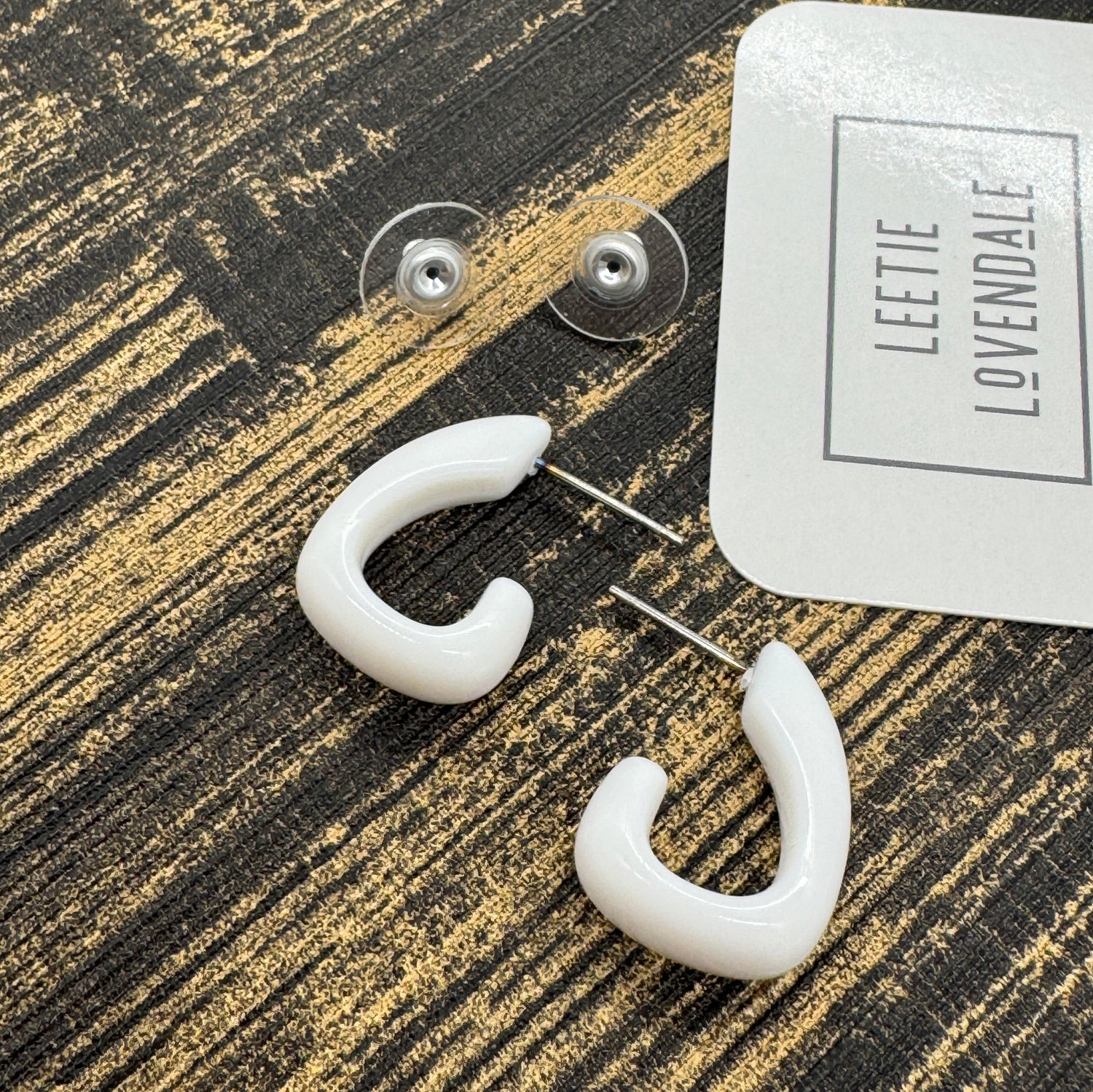 White Geo Dolly Hoop Earrings