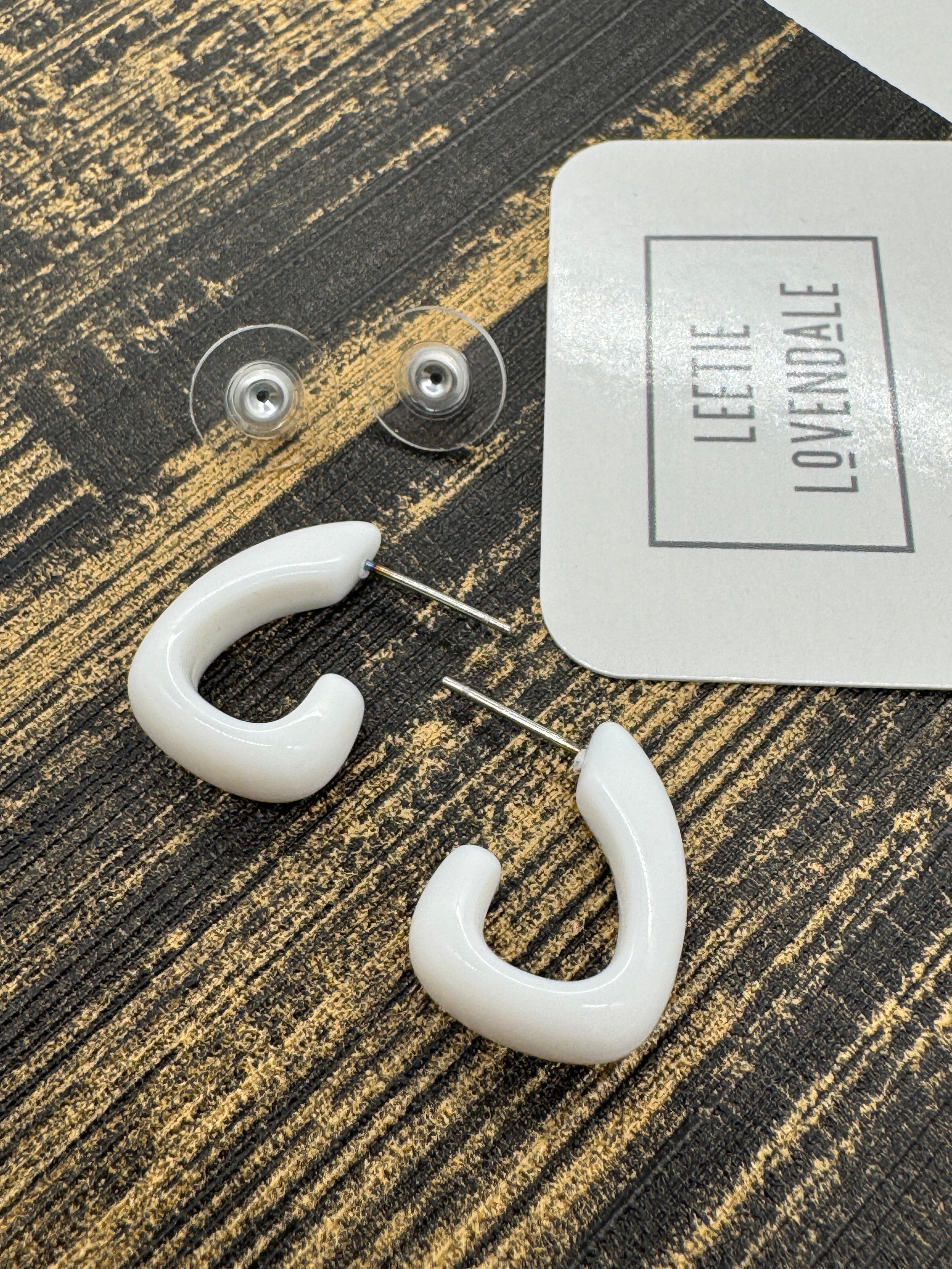 White Geo Dolly Hoop Earrings