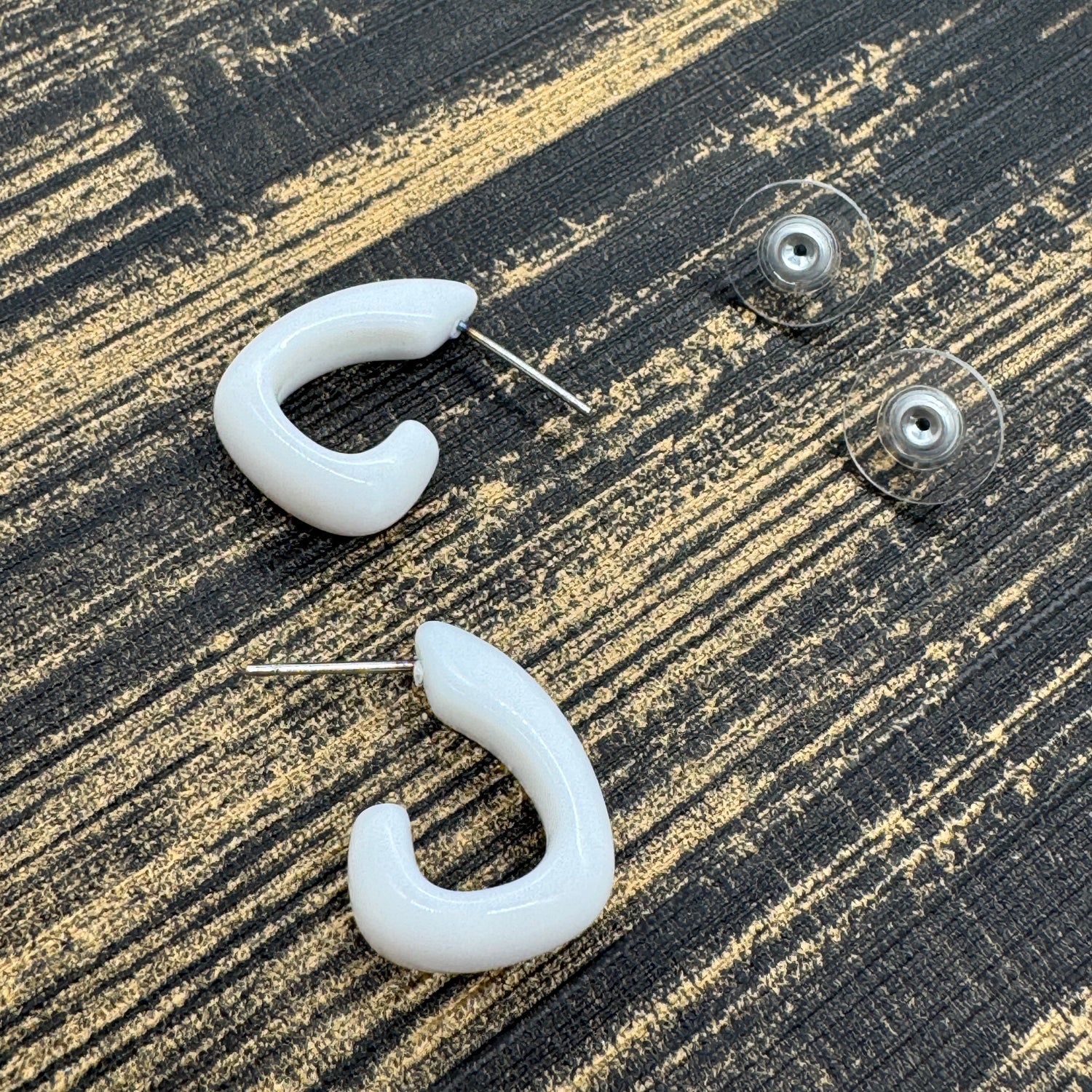 White Geo Dolly Hoop Earrings