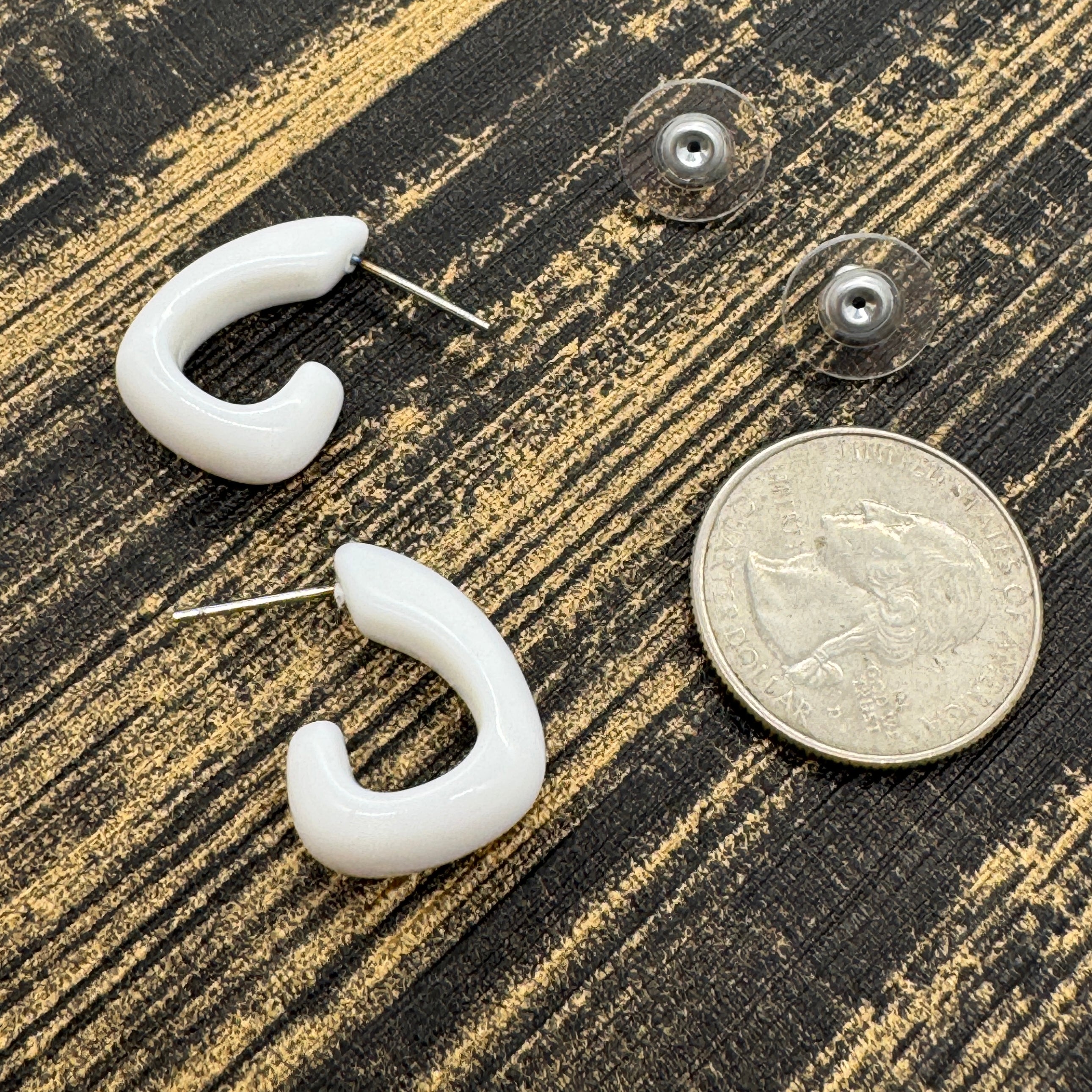 White Geo Dolly Hoop Earrings