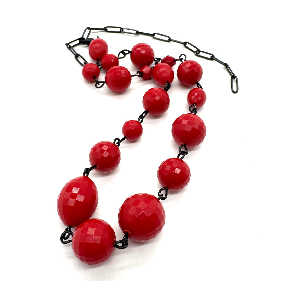 Cherry Red Disco Facet Amelia Necklace