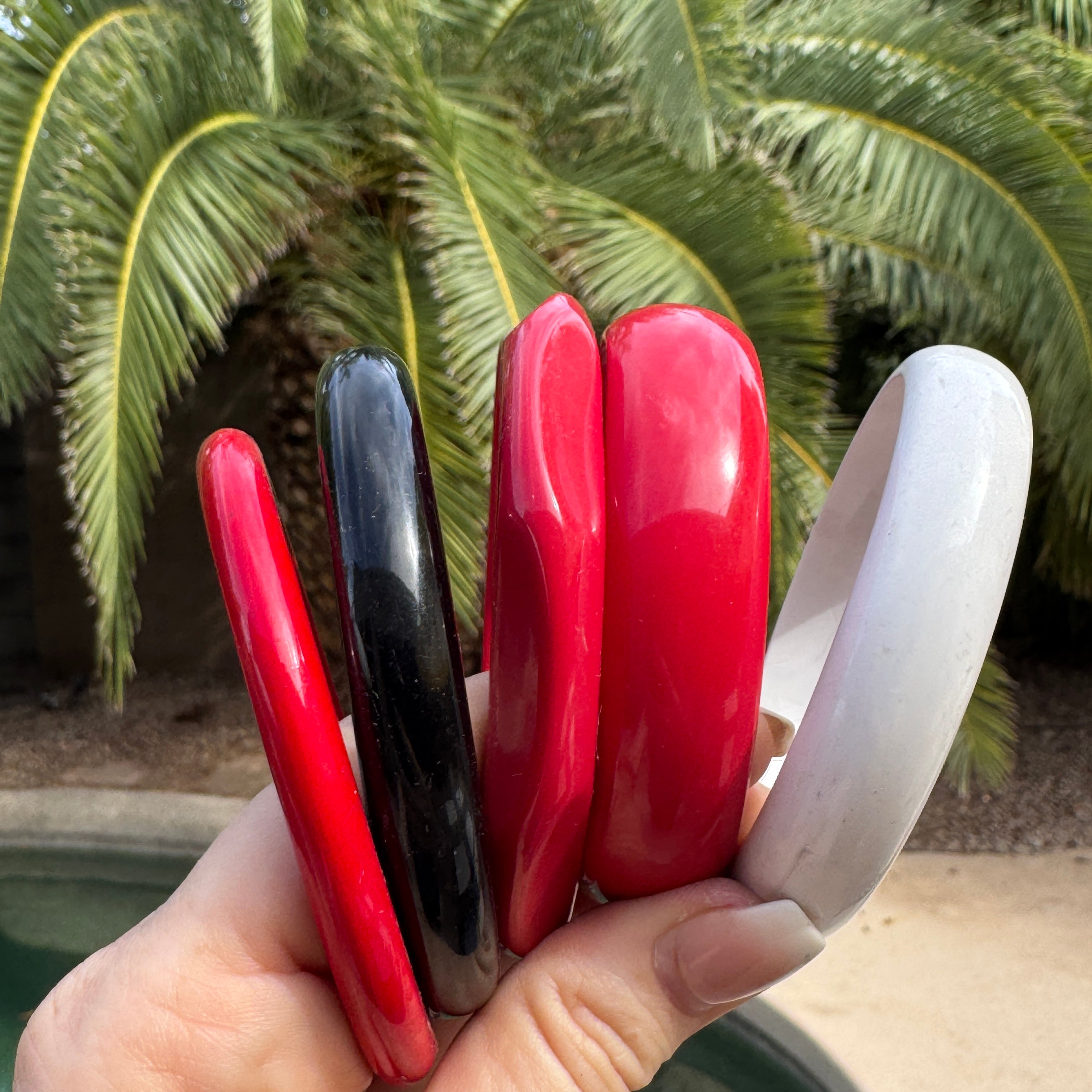 Mixed Black Red White Bangle Bracelet Mix - Stack 