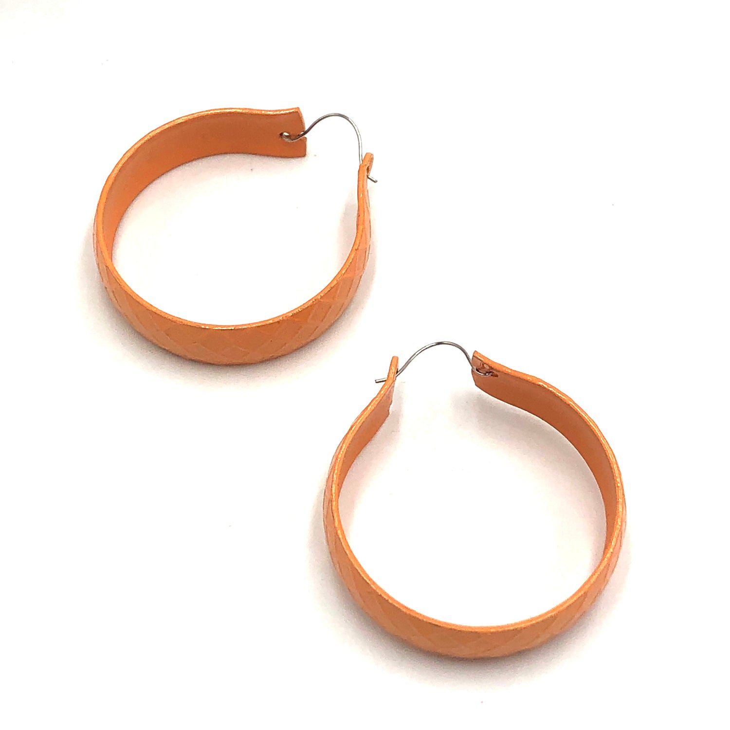 Peach Vintage Enamel Hoop Earrings