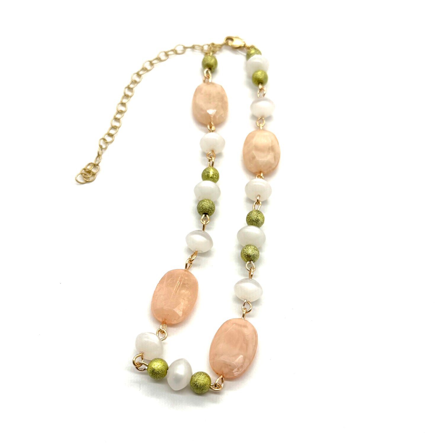 Peach Crackle &amp; Lime Amelia Necklace