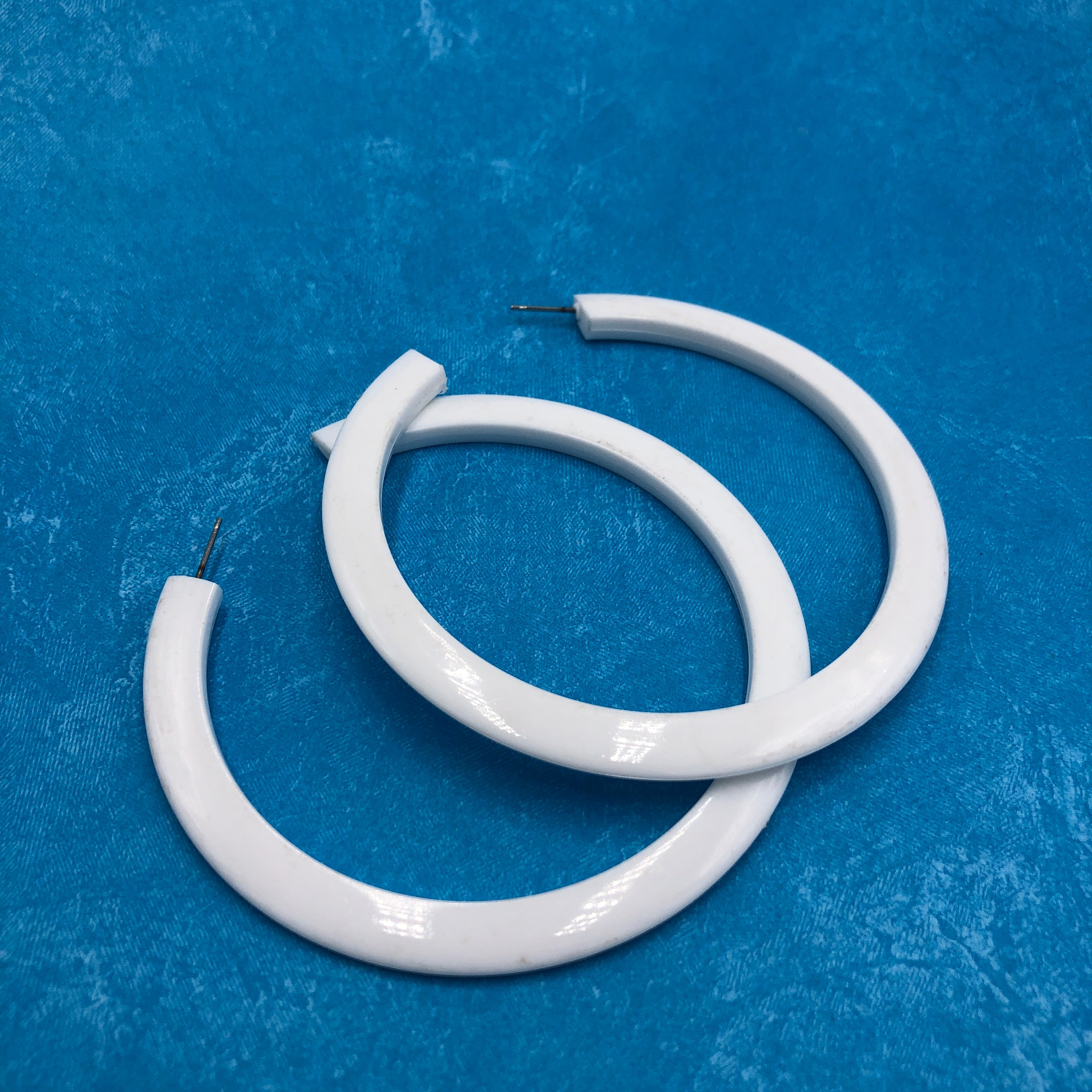 White Acrylic Bangle Hoop Earrings
