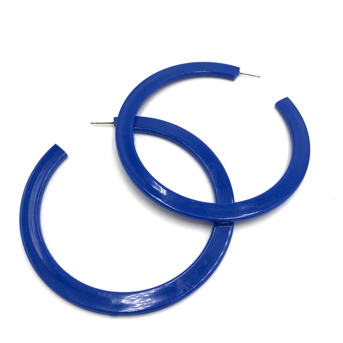 Deep Blue Acrylic Bangle Hoop Earrings