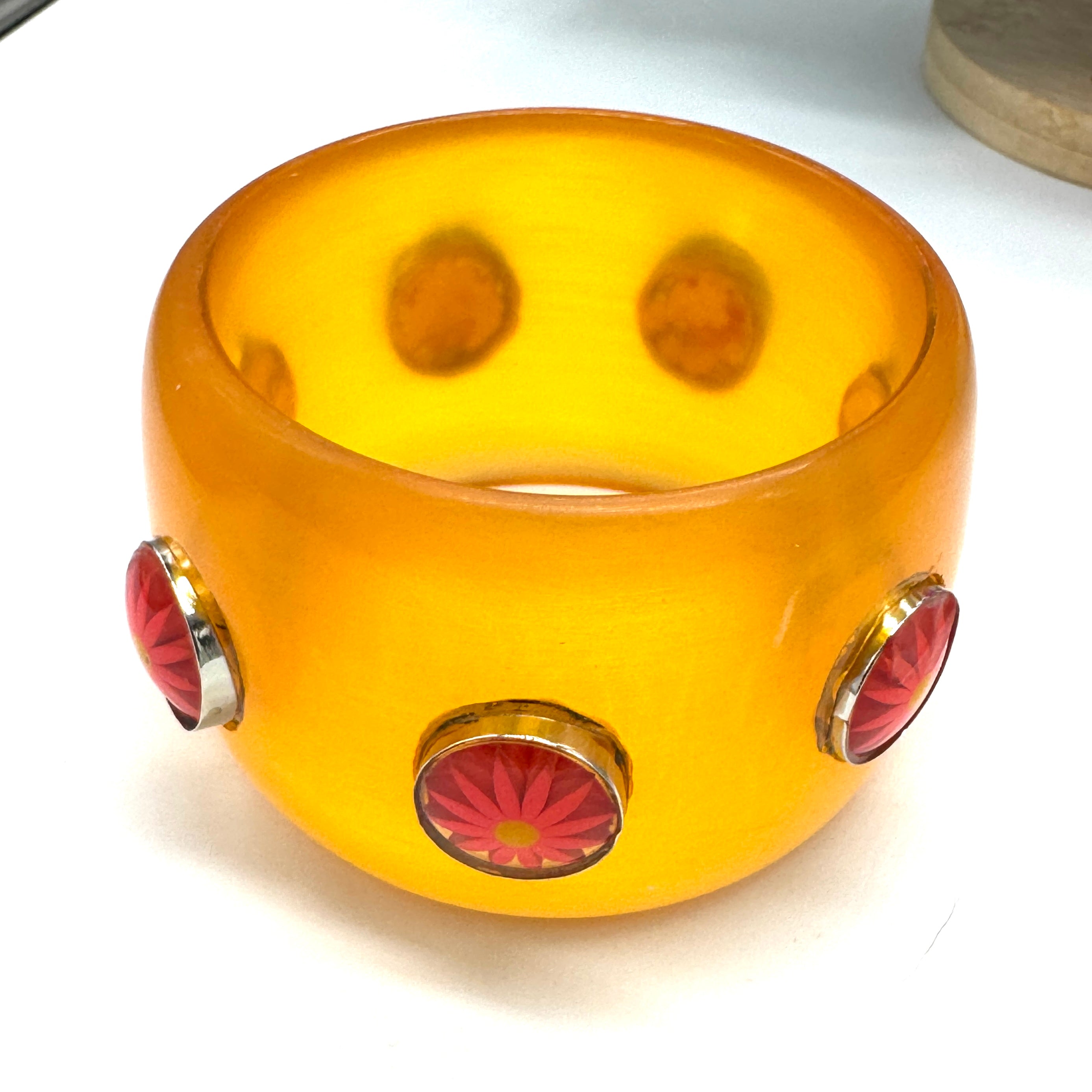 Sunshine Orange Daisy Bangle Bracelet
