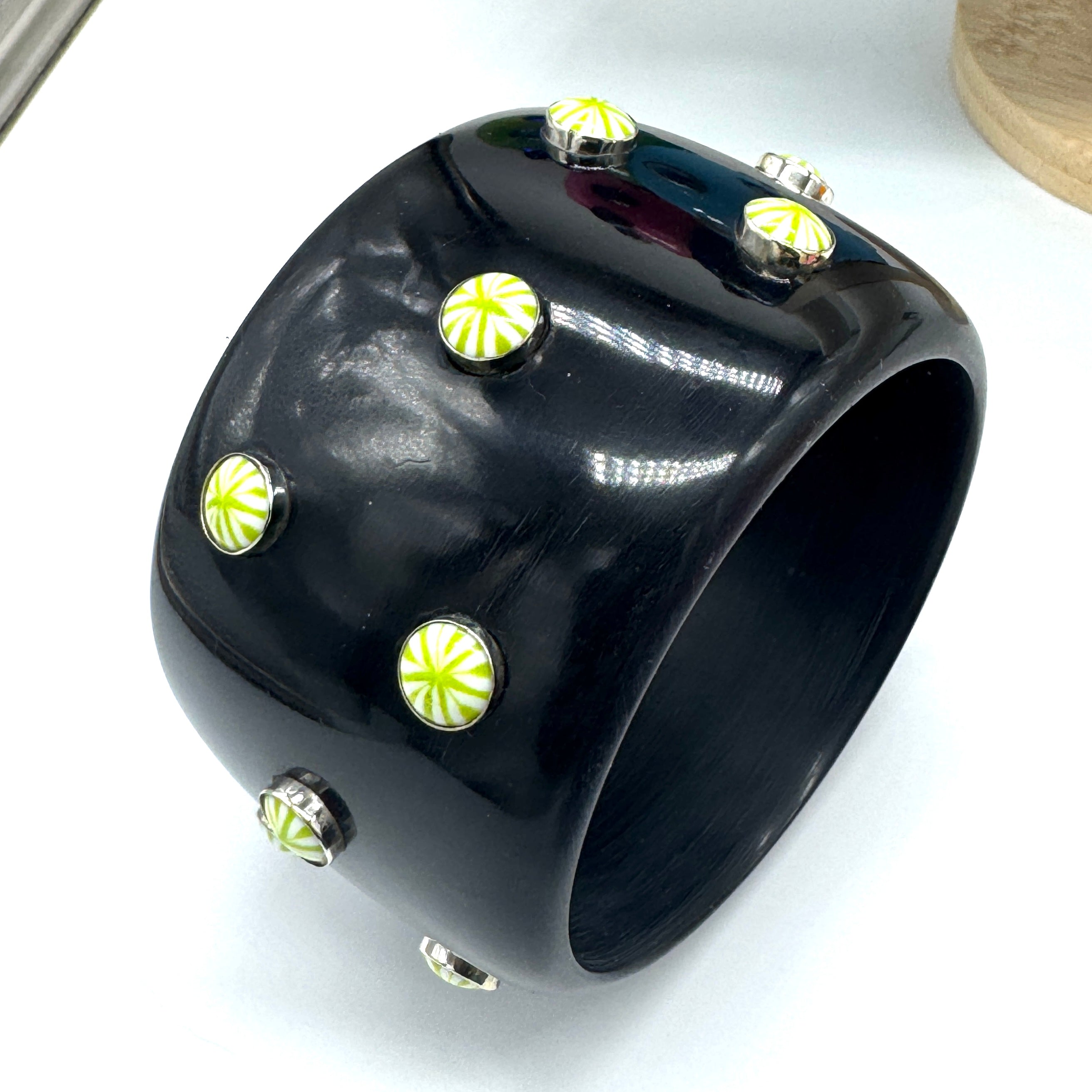 Black &amp; Lime Starburst Bangle Bracelet