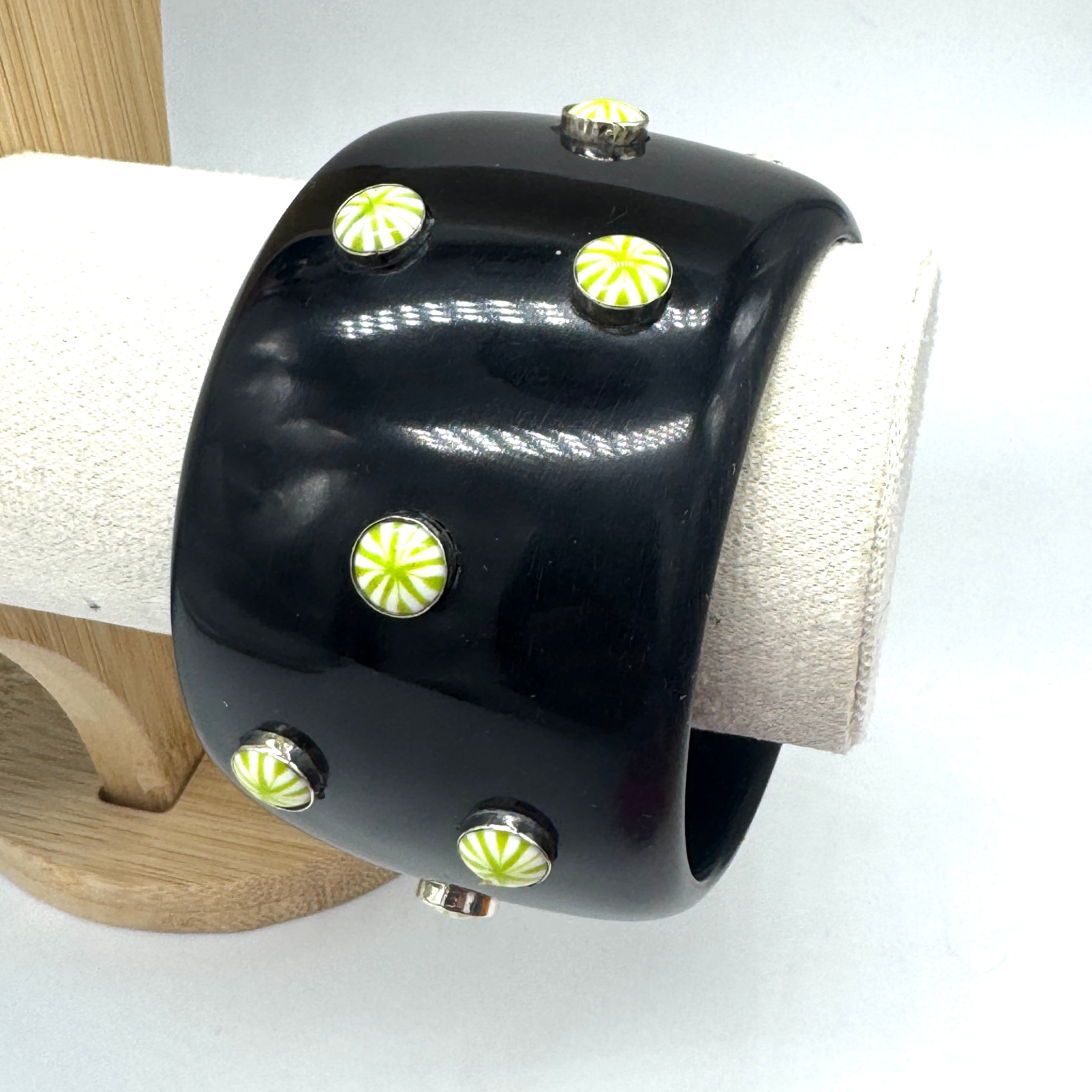 Black &amp; Lime Starburst Bangle Bracelet
