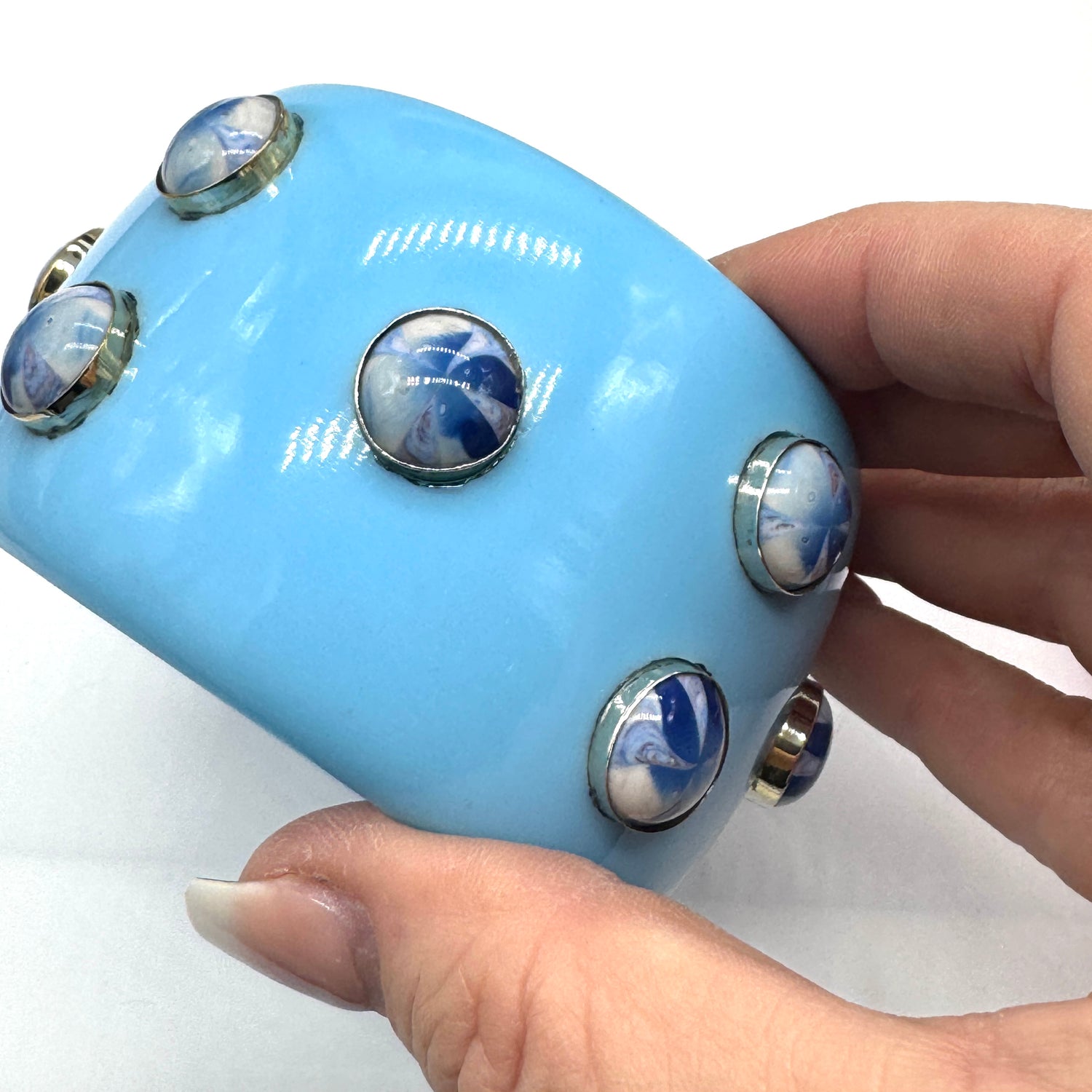 Turquoise &amp; Blue Grey Burst Bangle Bracelet
