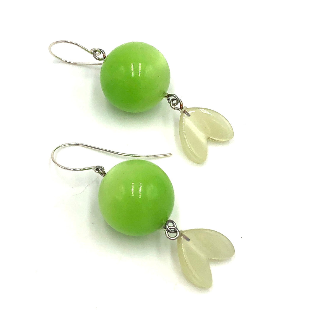 Lime Green &amp; Light Sage Green Moonglow Statement Earrings