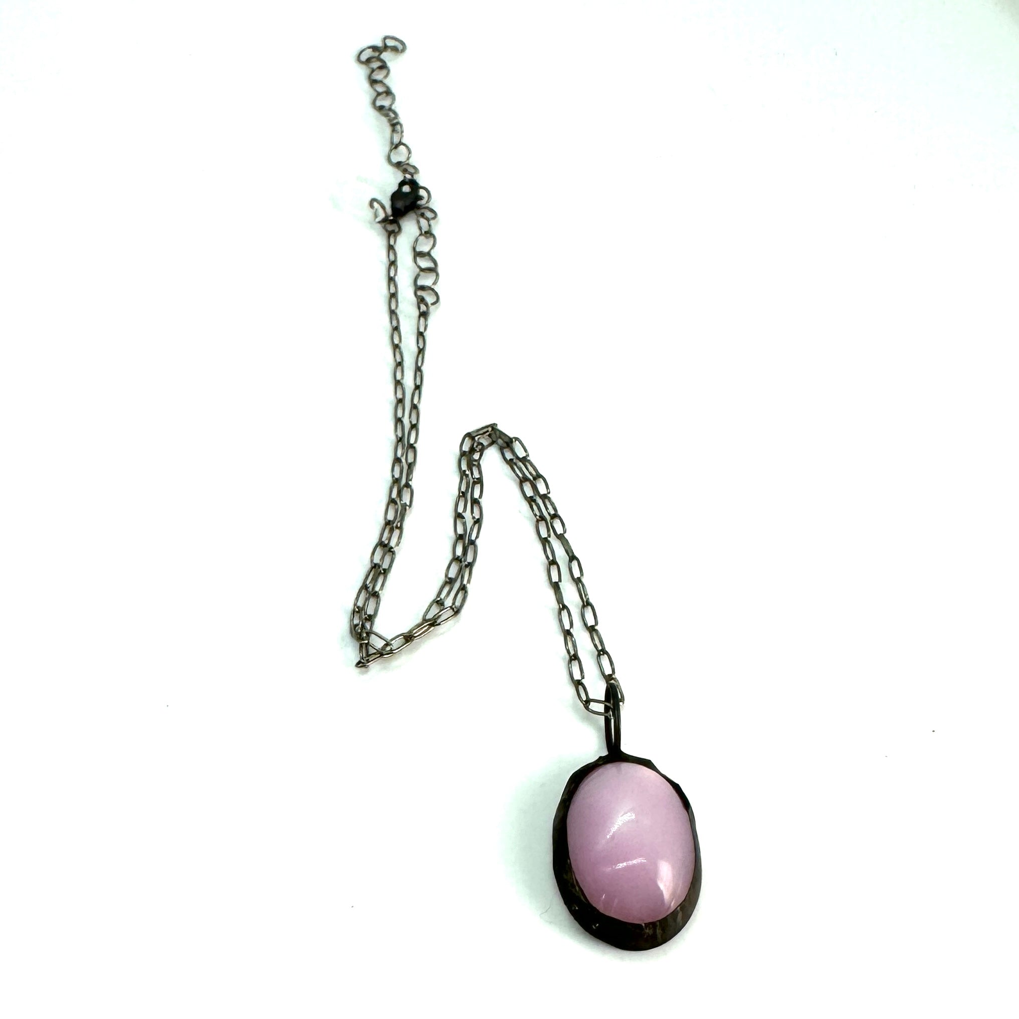 Petal Pink Oval Moonglow Layering Necklace