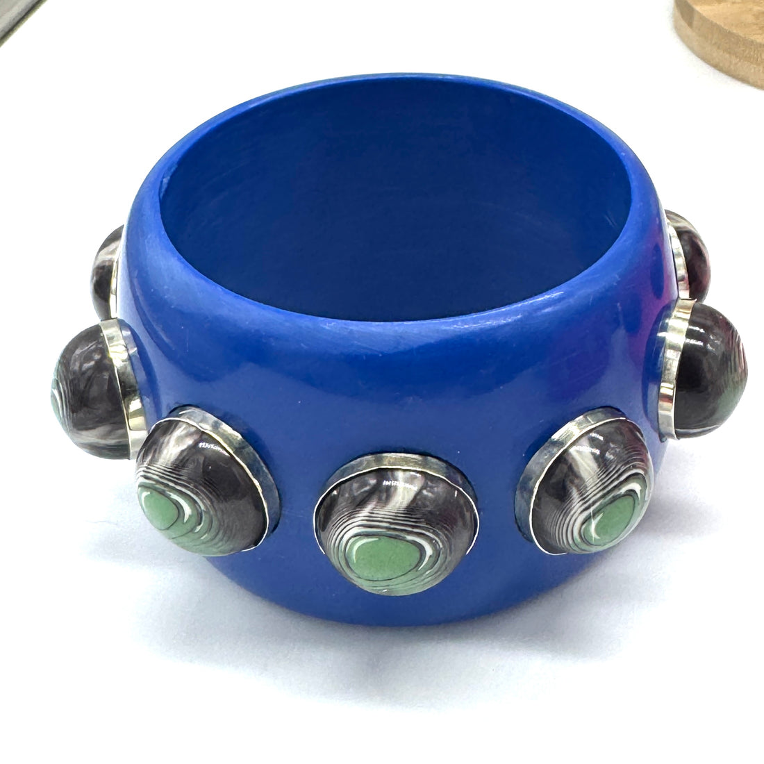 PRE-ORDER Deep Blue &amp; Green Agate Bangle Bracelet (Ships in 4-5 weeks)