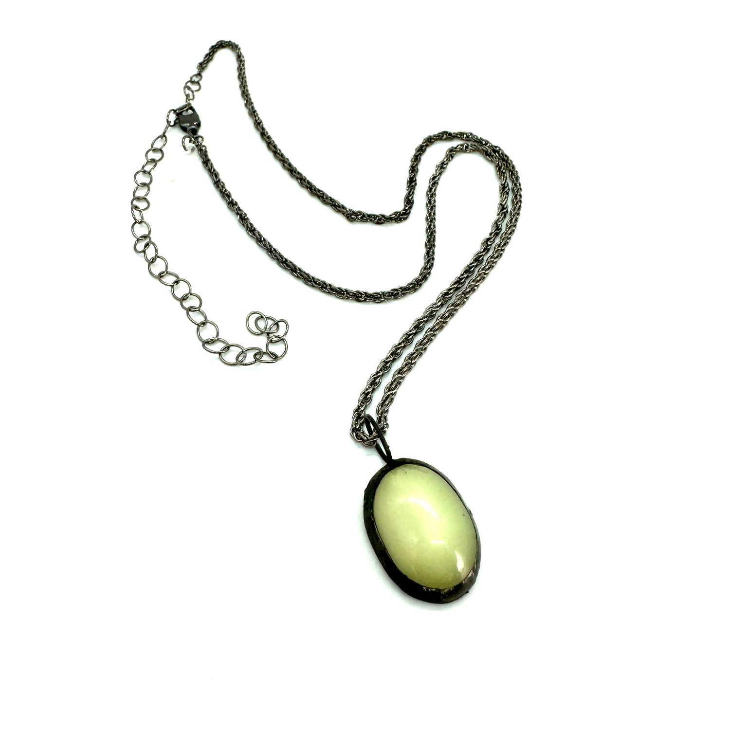 Light Sage Oval Moonglow Layering Necklace