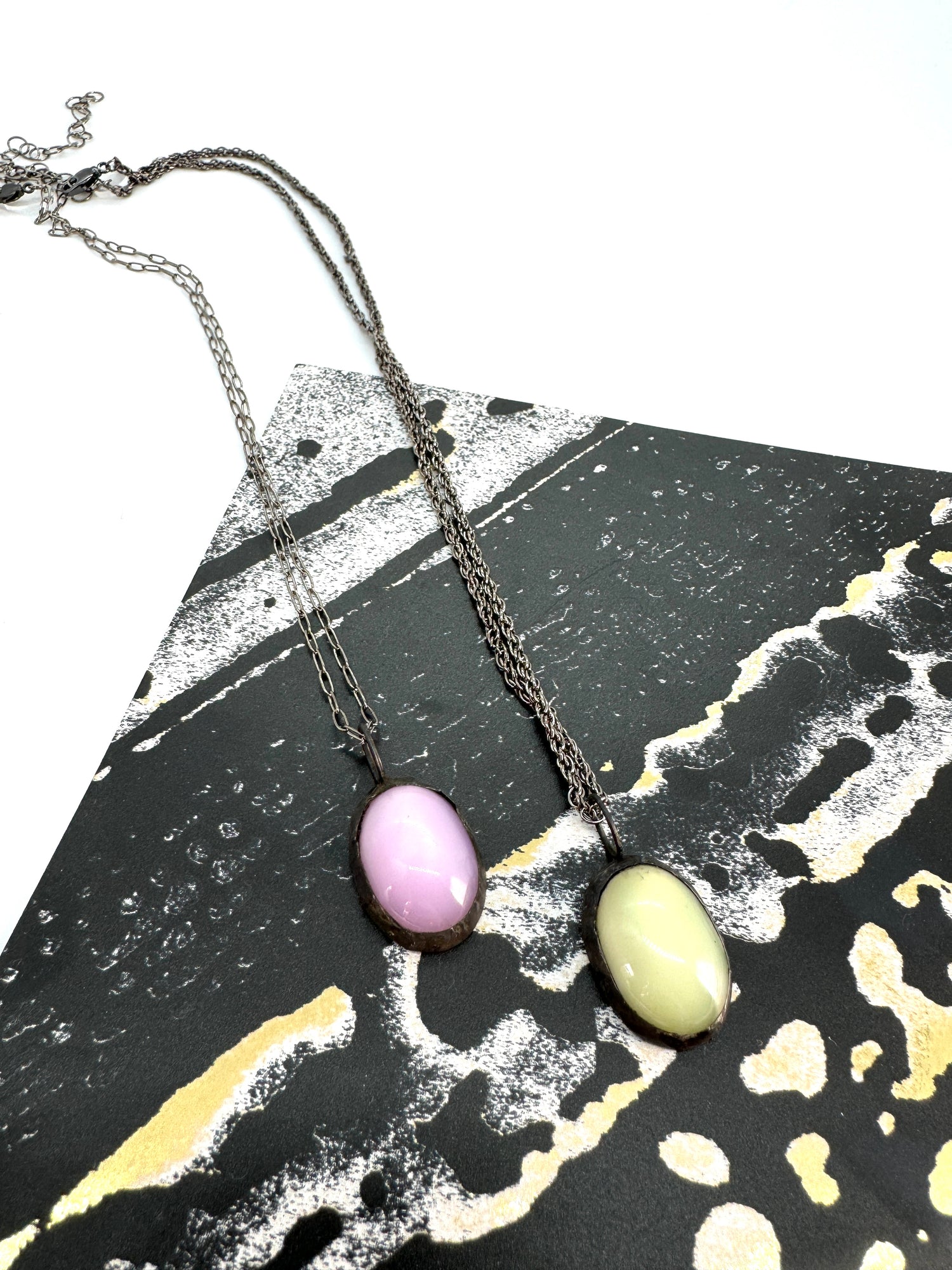 Petal Pink Oval Moonglow Layering Necklace